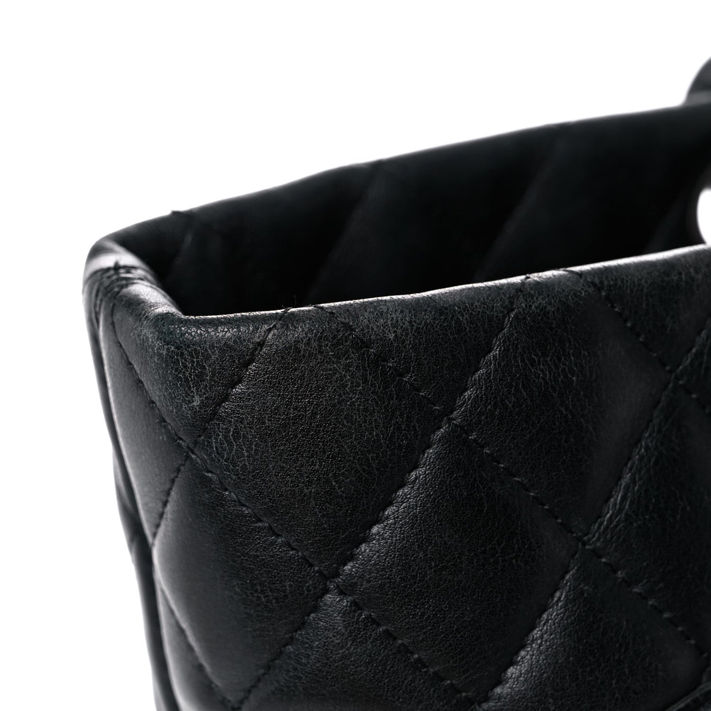 Calfskin Quilted Large Cambon Tote Black