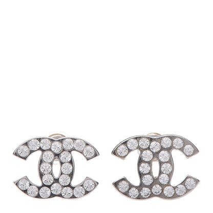 Chanel Crystal Timeless CC Earrings Silver 1 of 5