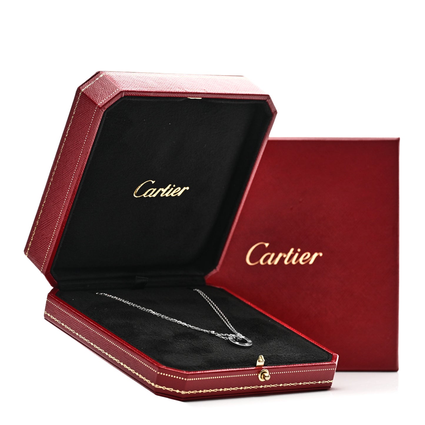 18K White Gold 2 Diamond LOVE Necklace