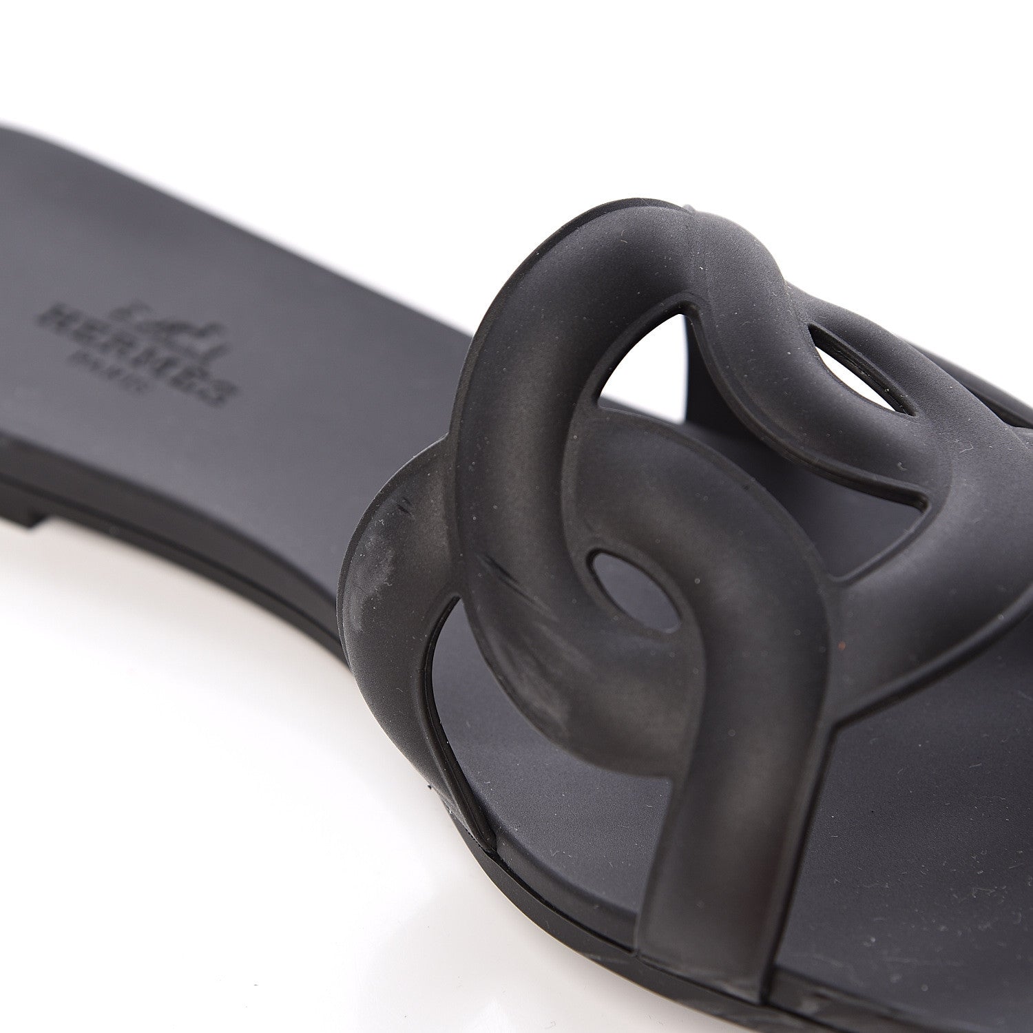 Hermes Rubber Aloha Sandals 38 Black 9 of 14