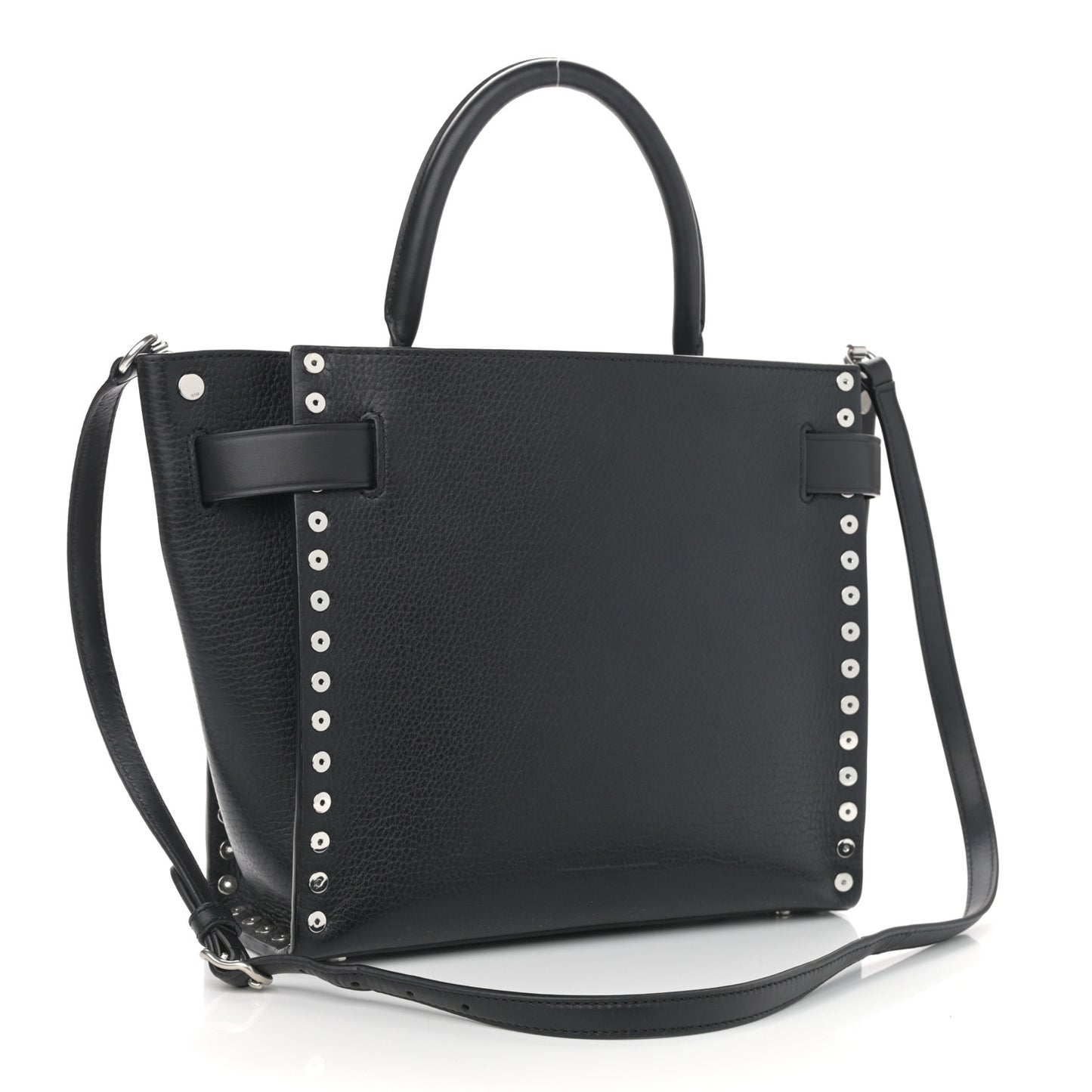 Grained Calfskin Attica Studded Chain Satchel Black