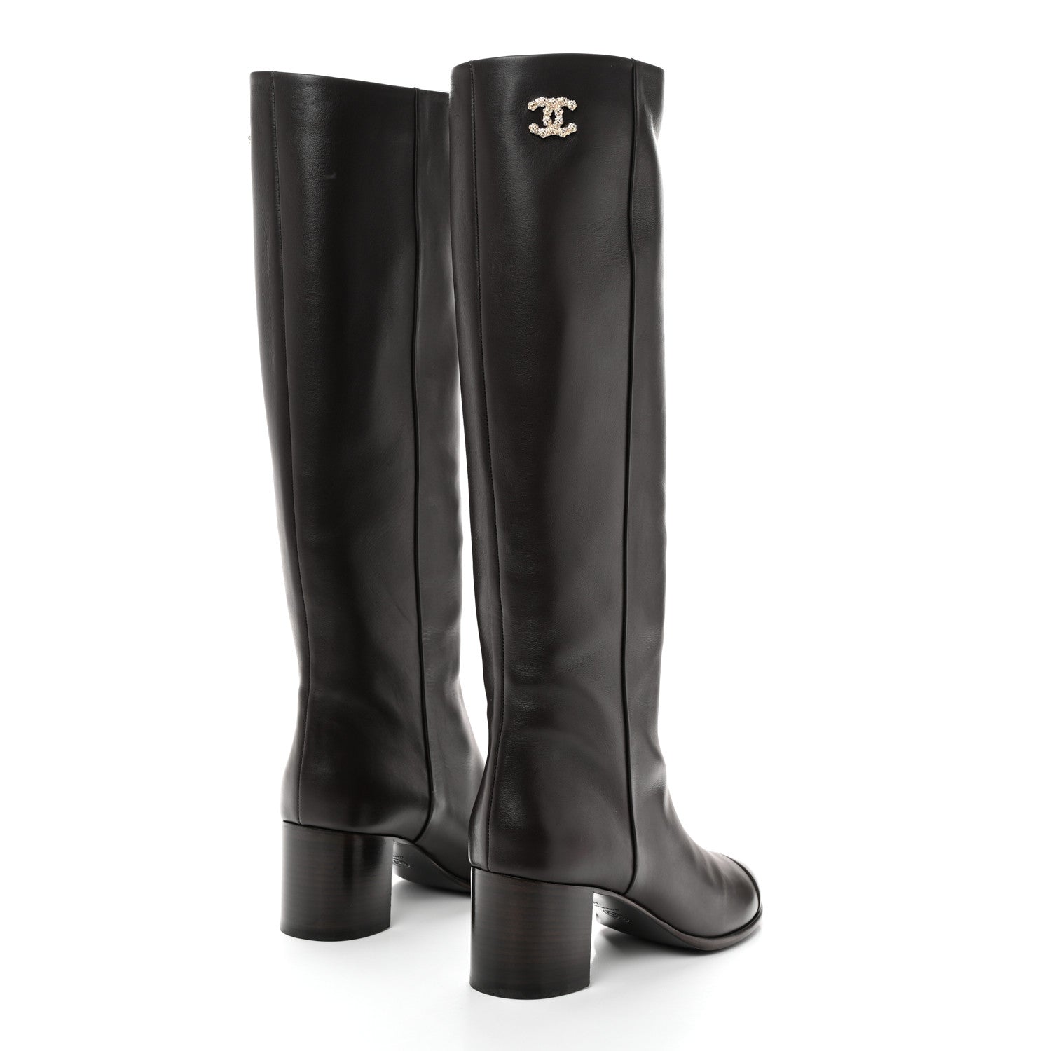 Chanel Calfskin CC High Boots 41 Brown 4 of 9