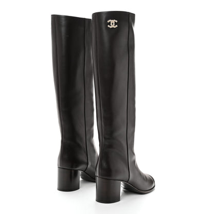 Chanel Calfskin CC High Boots 41 Brown 4 of 9