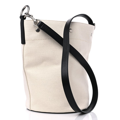Saint Laurent Linen Calfskin Rive Gauche Bucket Bag Greggio Natural 4 of 10