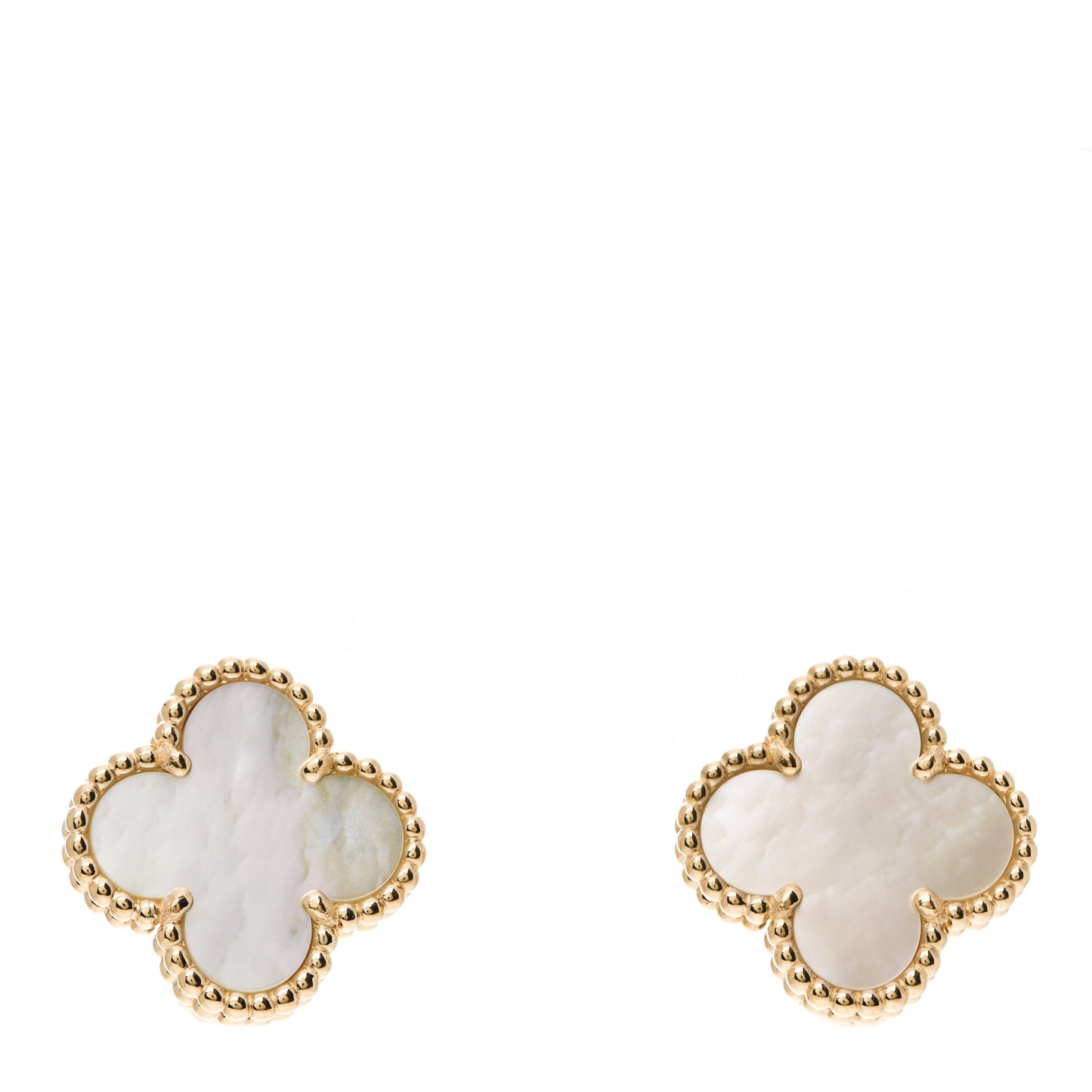 18K Yellow Gold Mother of Pearl Vintage Alhambra Earrings