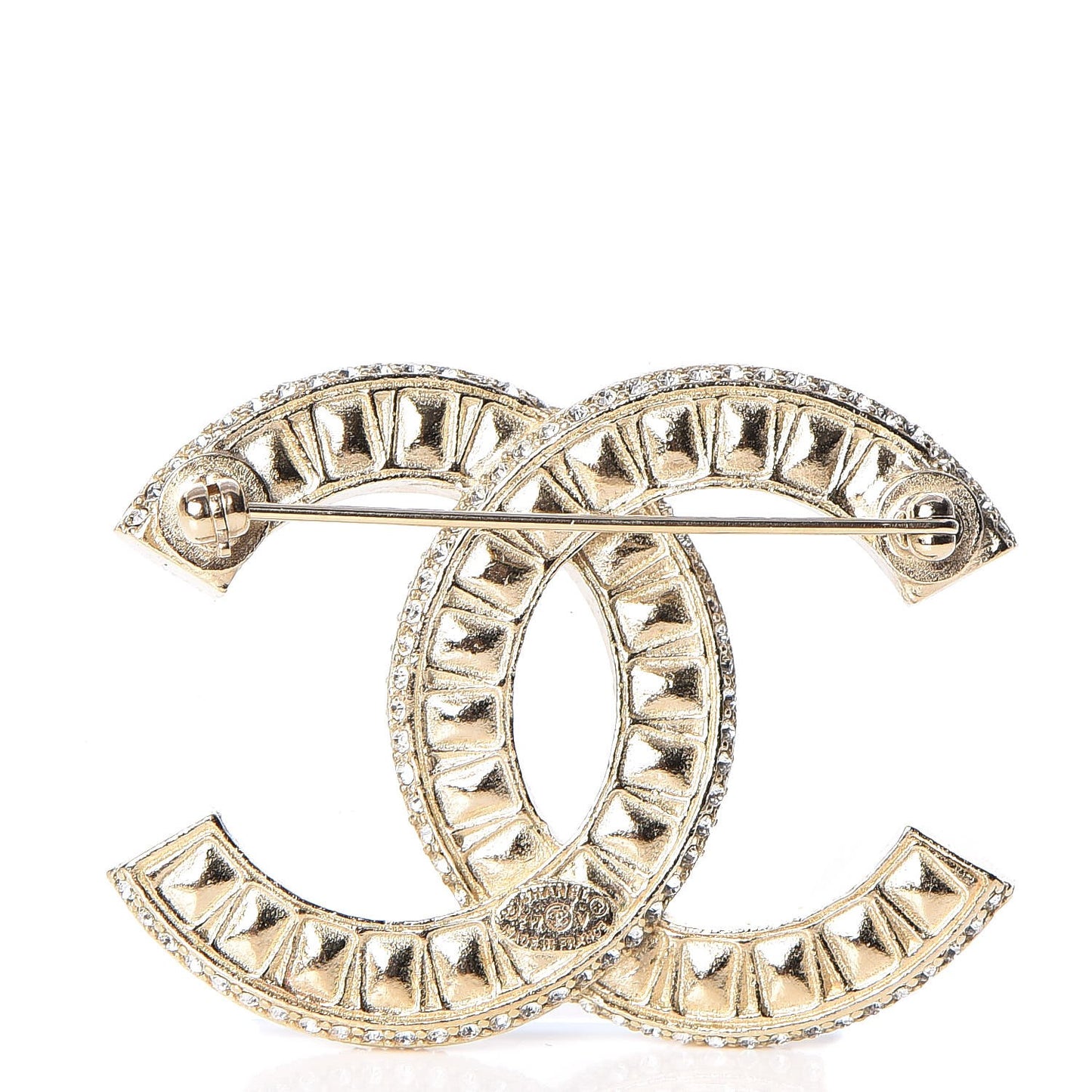 Baguette Crystal CC Brooch Gold