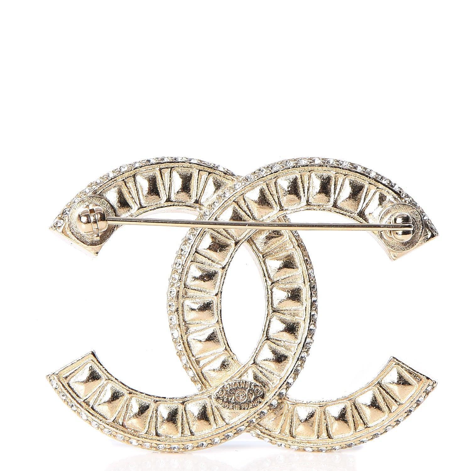 Chanel Baguette Crystal CC Brooch Gold 3 of 5