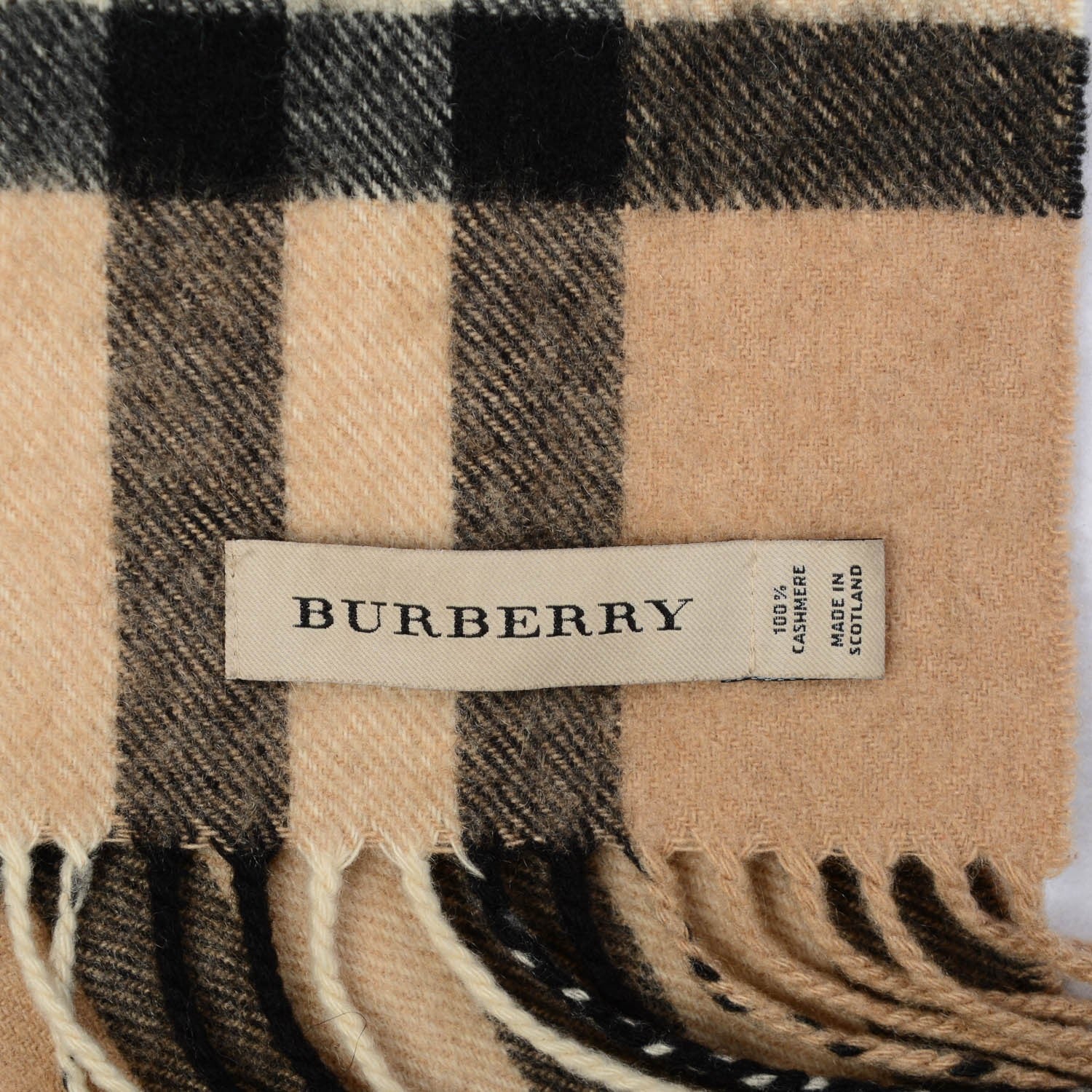 Burberry Cashmere Giant Check Skinny Scarf Camel 4 of 4