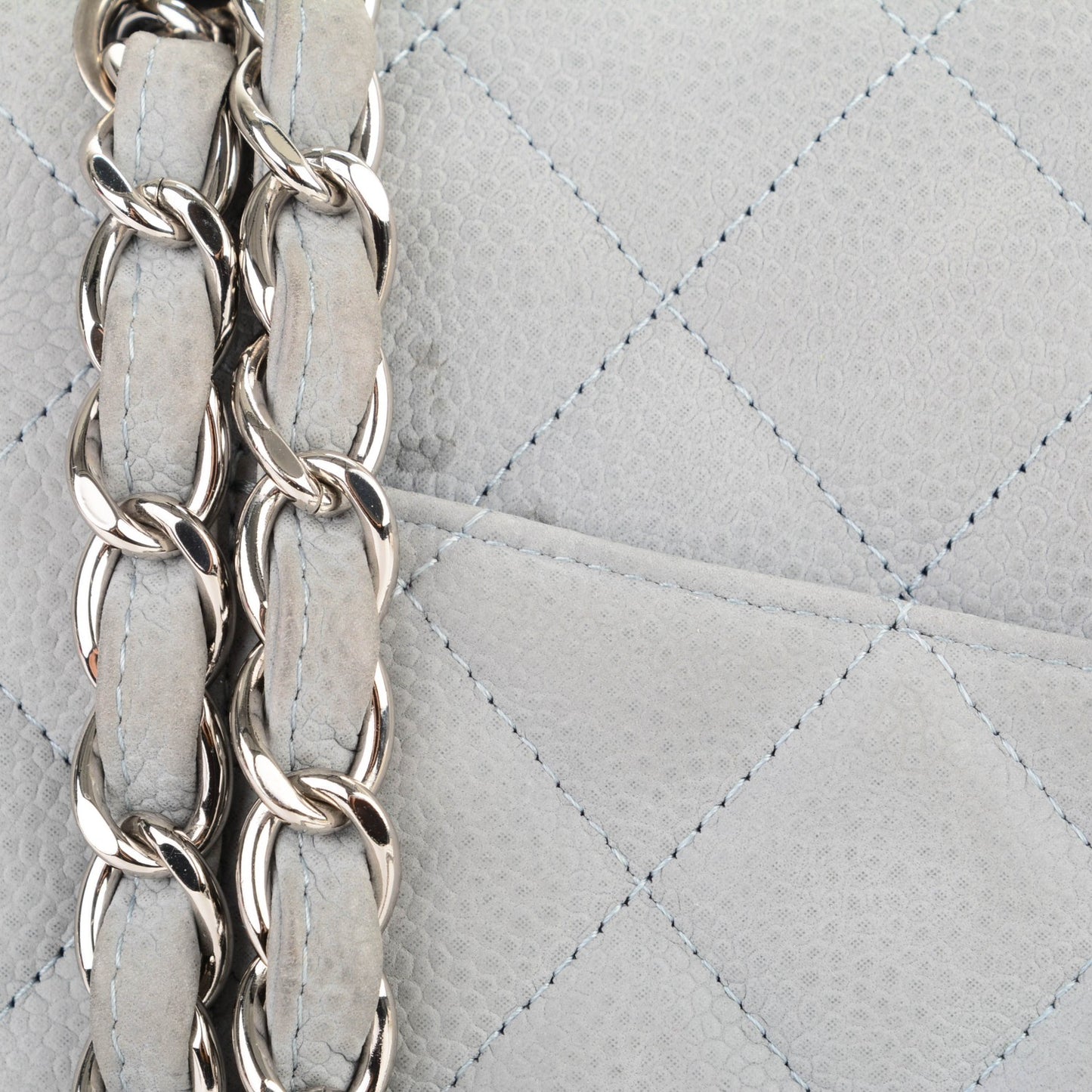 Iridescent Caviar Jumbo Double Flap Light Blue