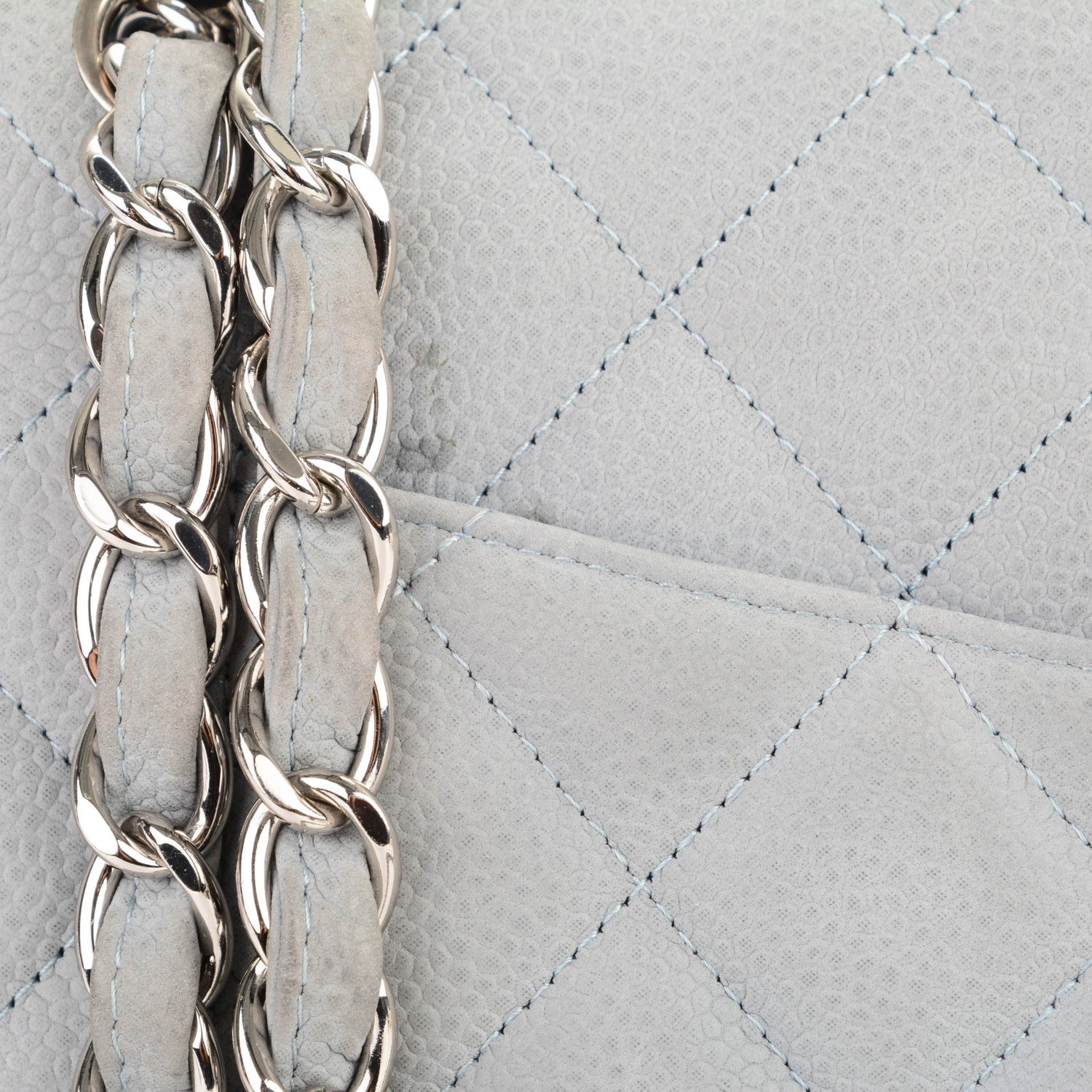 Chanel Iridescent Caviar Jumbo Double Flap Light Blue 13 of 13