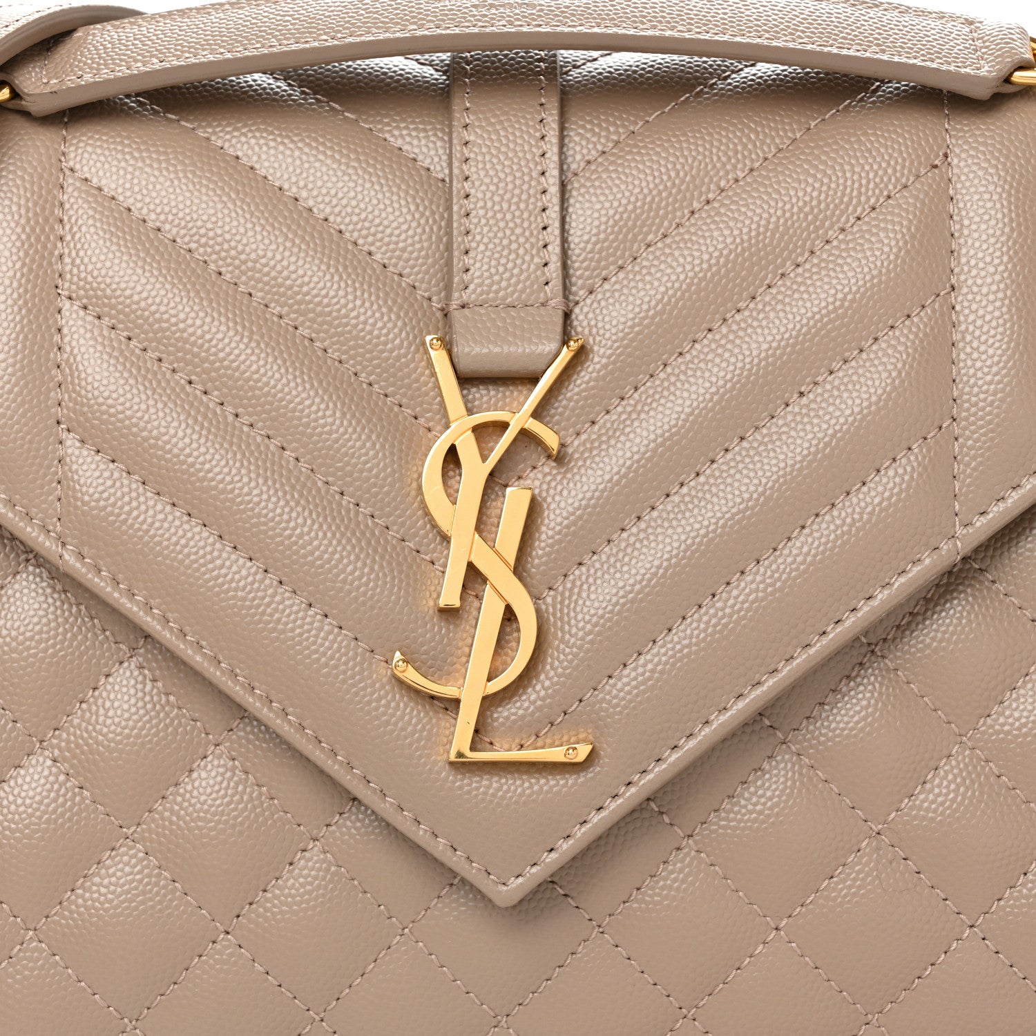Saint Laurent Grain De Poudre Textured Mixed Matelasse Triquilt Medium Monogram Satchel Dusty Grey 7 of 9