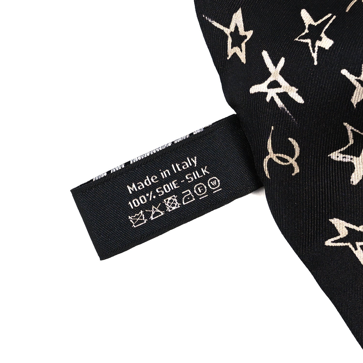 Chanel Silk Stars CC Slim Bandeau Scarf Black Ecru Light Pink 4 of 4