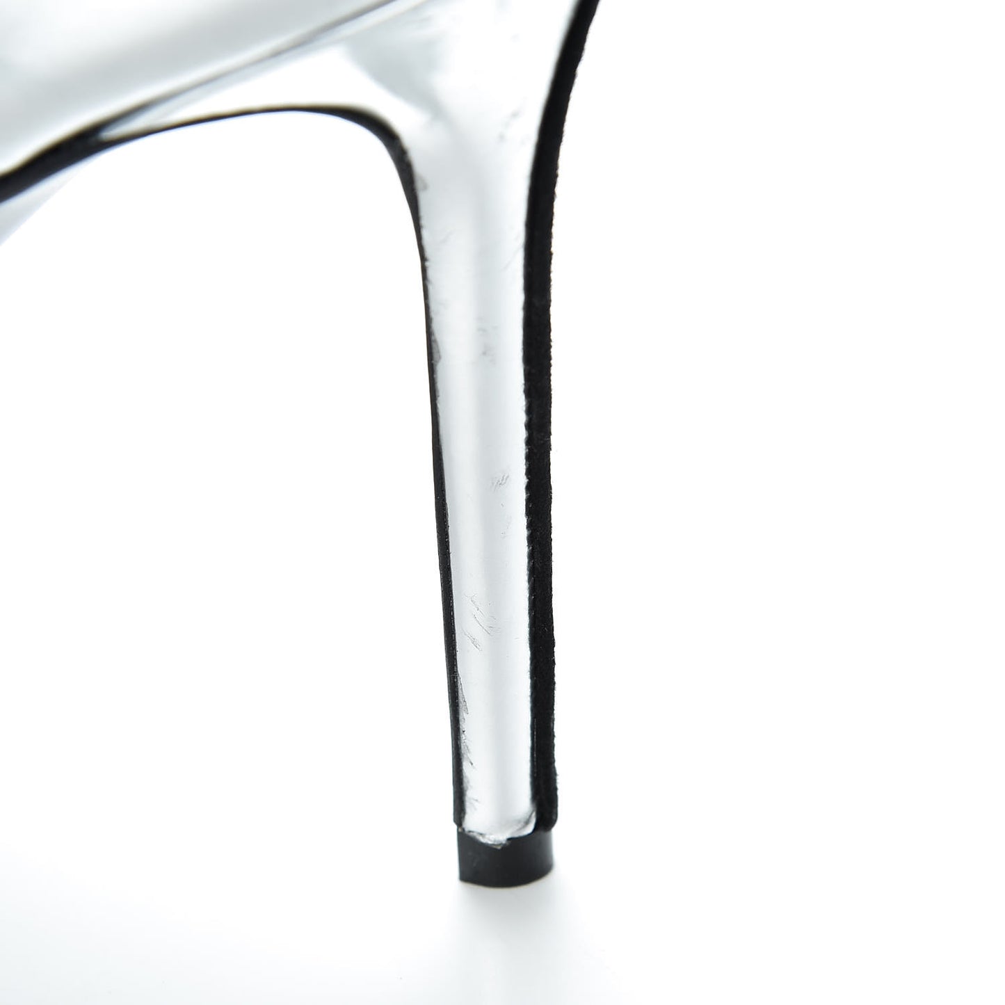 Mirror Finish Calfskin Suede Pumps 38 Black Silver