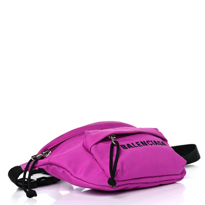 Balenciaga Sport Nylon Logo Embroidered Small Wheel Beltpack Fuchsia Black 4 of 18