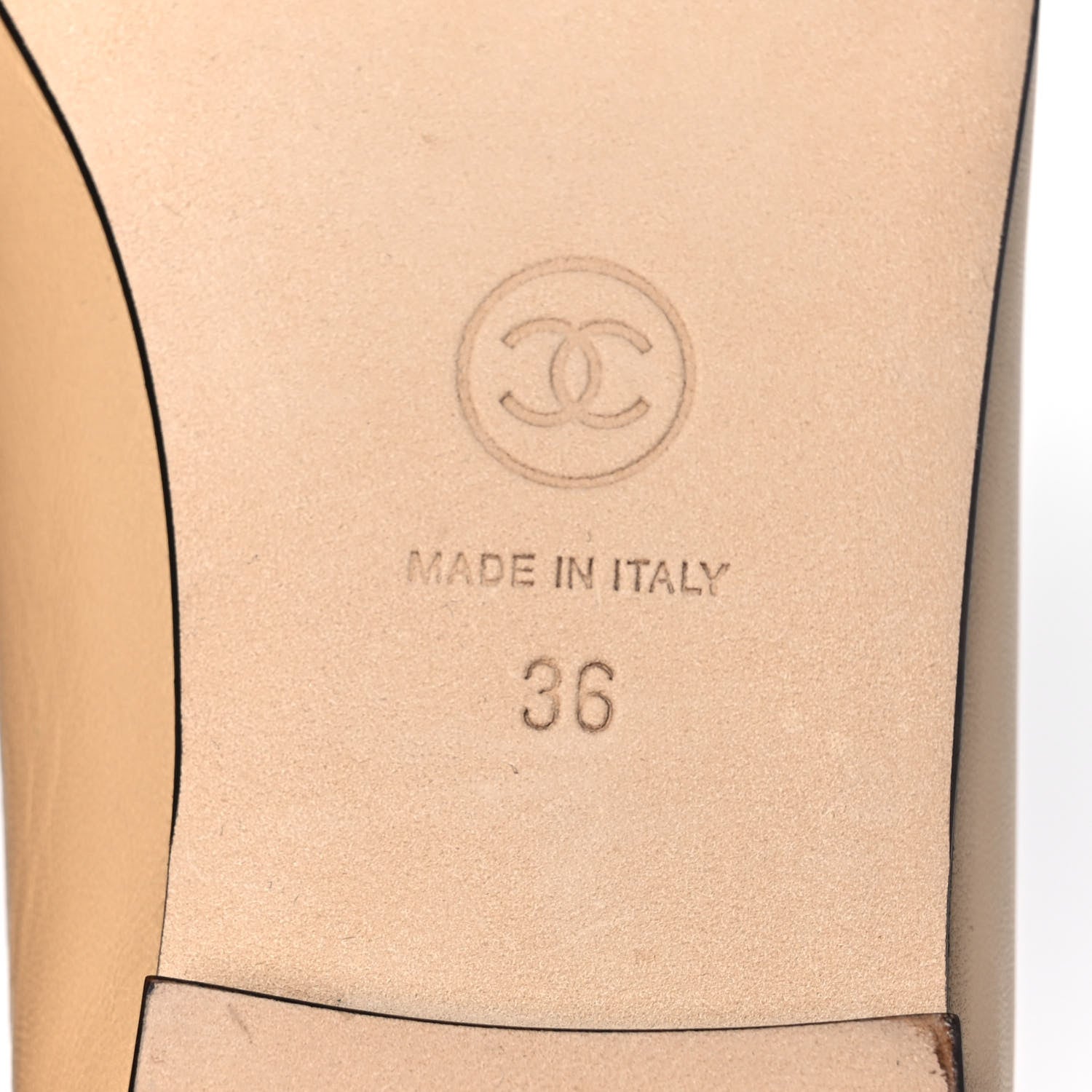Chanel Lambskin CC Cap Toe Ballerina Flats 36 Beige Black 6 of 9