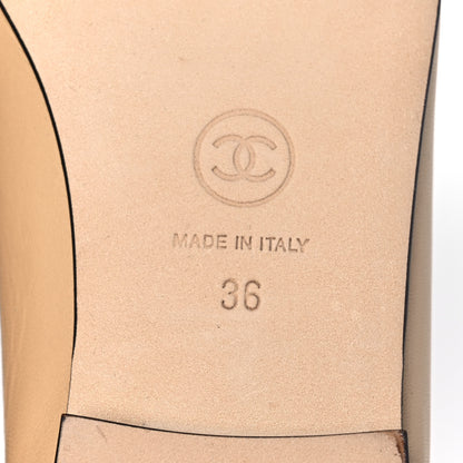 Chanel Lambskin CC Cap Toe Ballerina Flats 36 Beige Black 6 of 9