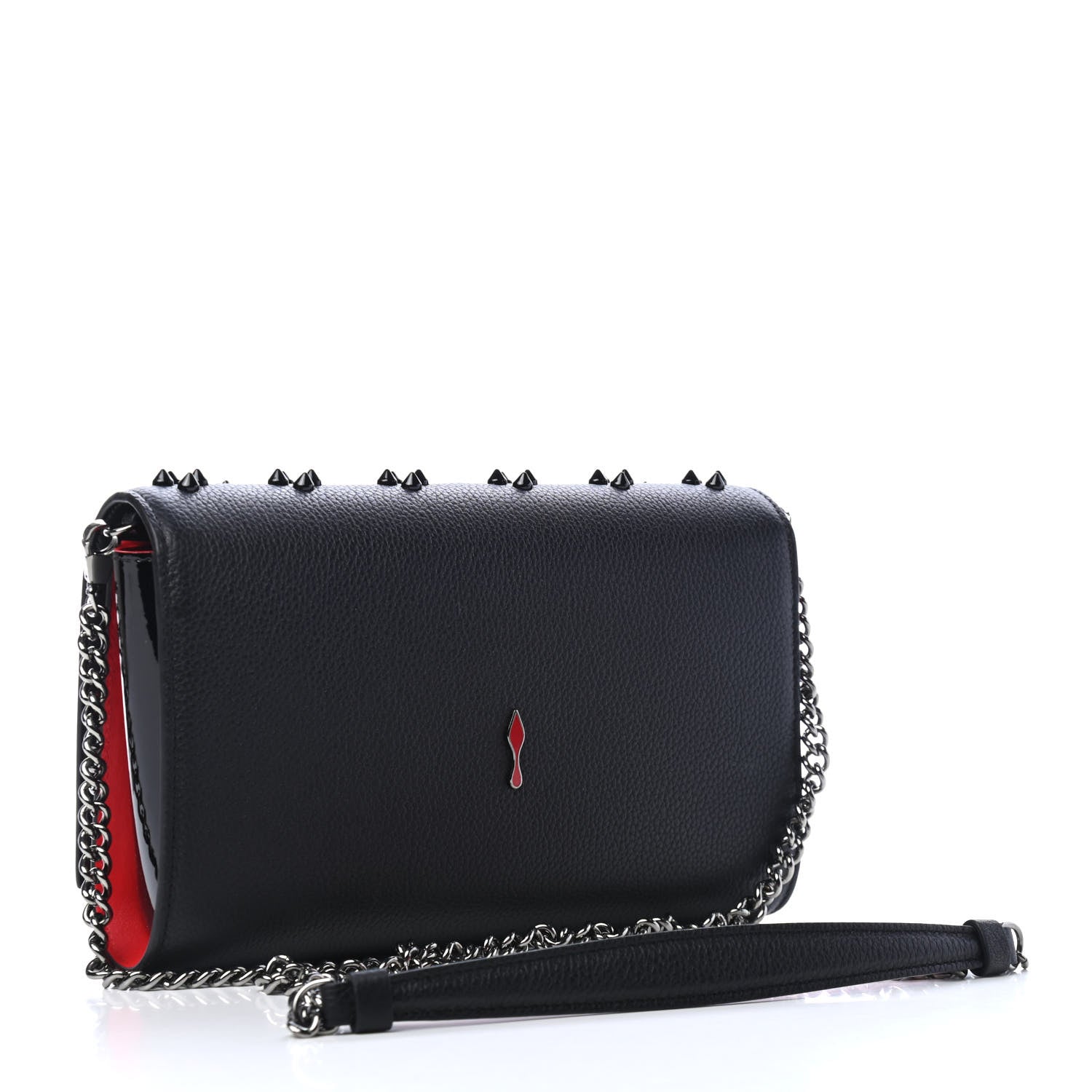 Christian Louboutin Calfskin Spikes Loubinthesky Paloma Clutch Black 2 of 4