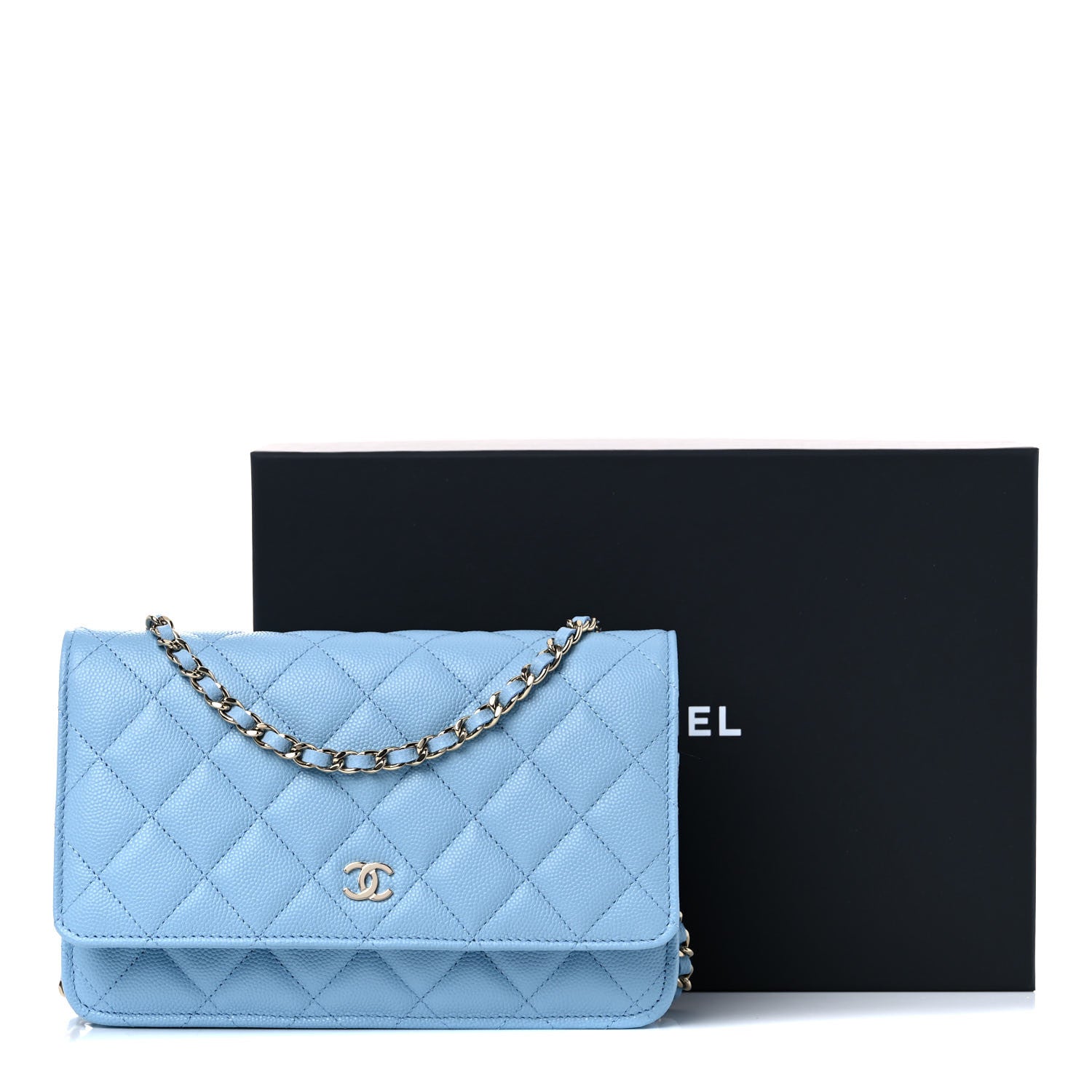 Chanel Caviar Quilted Wallet On Chain WOC Blue 10 of 10