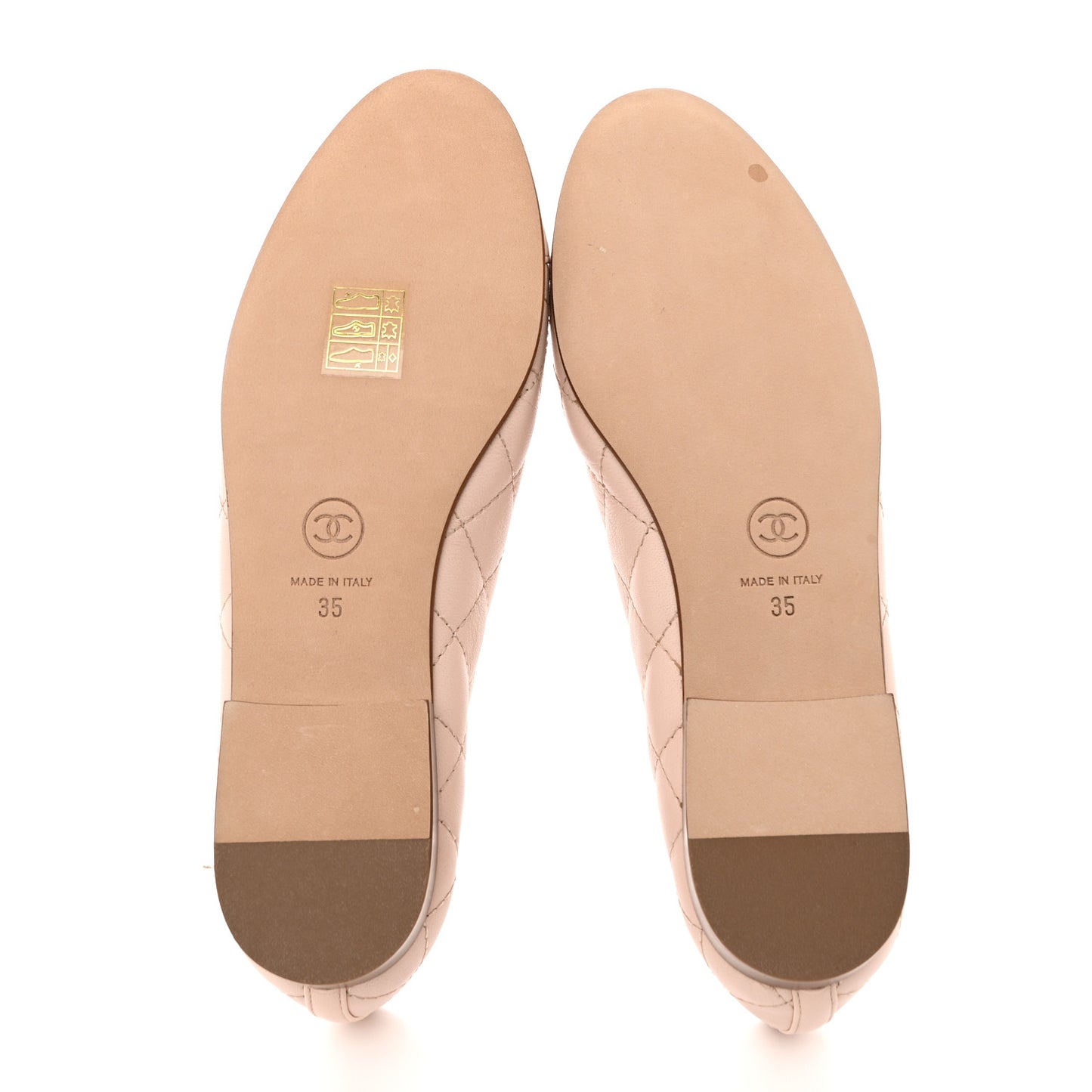 Lambskin Quilted CC Cap Toe Ballerina Flats 35 Light Pink