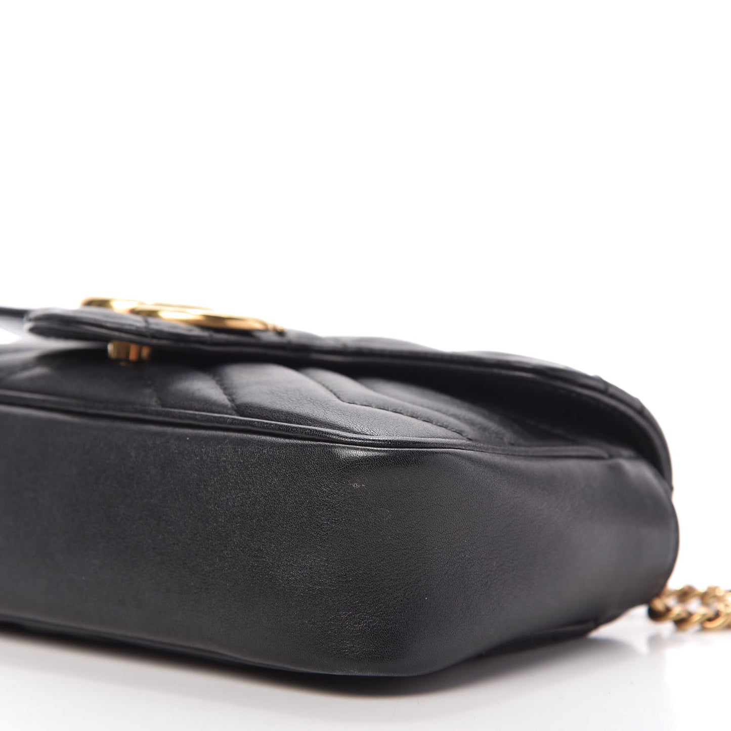 Calfskin Matelasse Super Mini GG Marmont Shoulder Bag Black