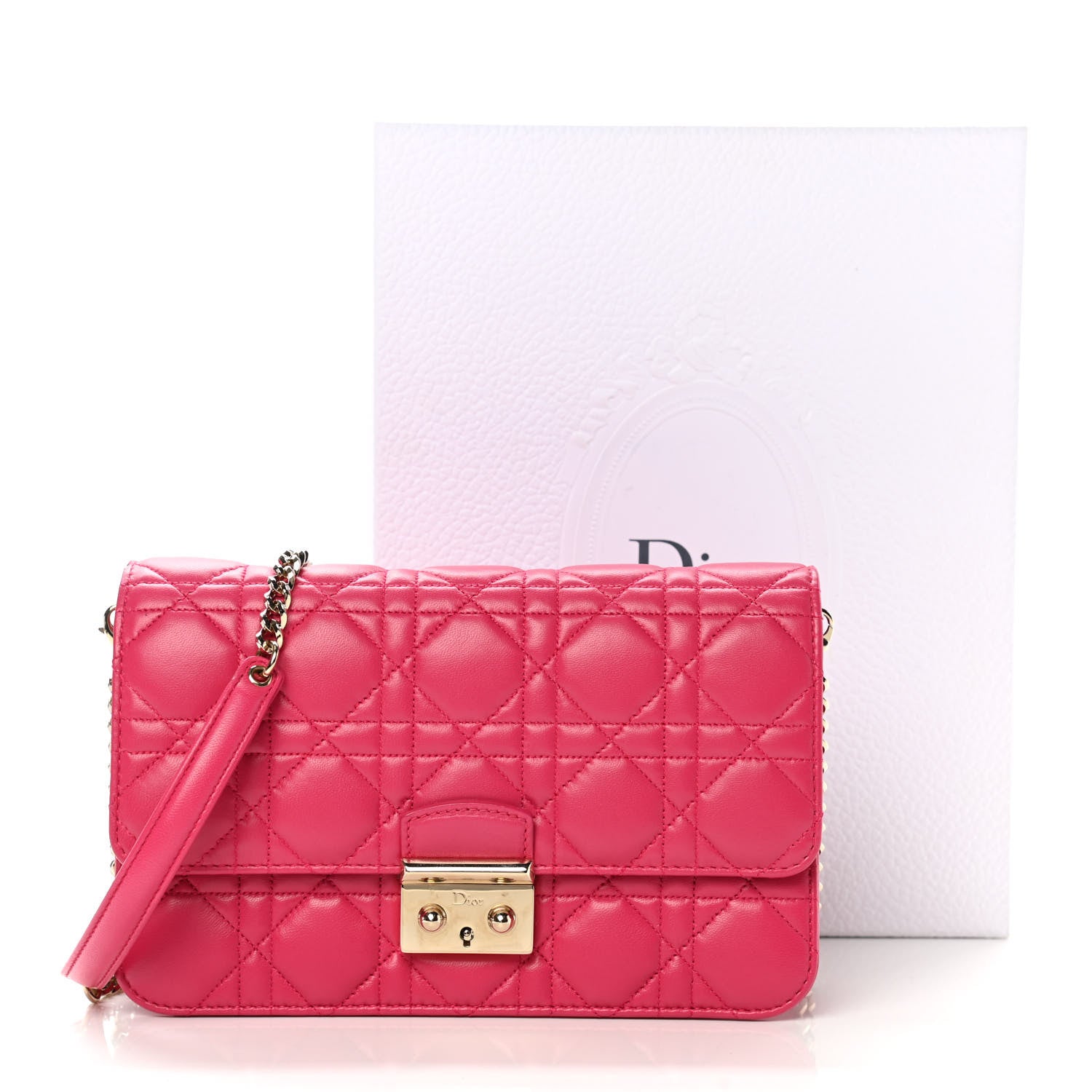 Christian Dior Lambskin Cannage Miss Dior Promenade Pouch Fuchsia 12 of 12