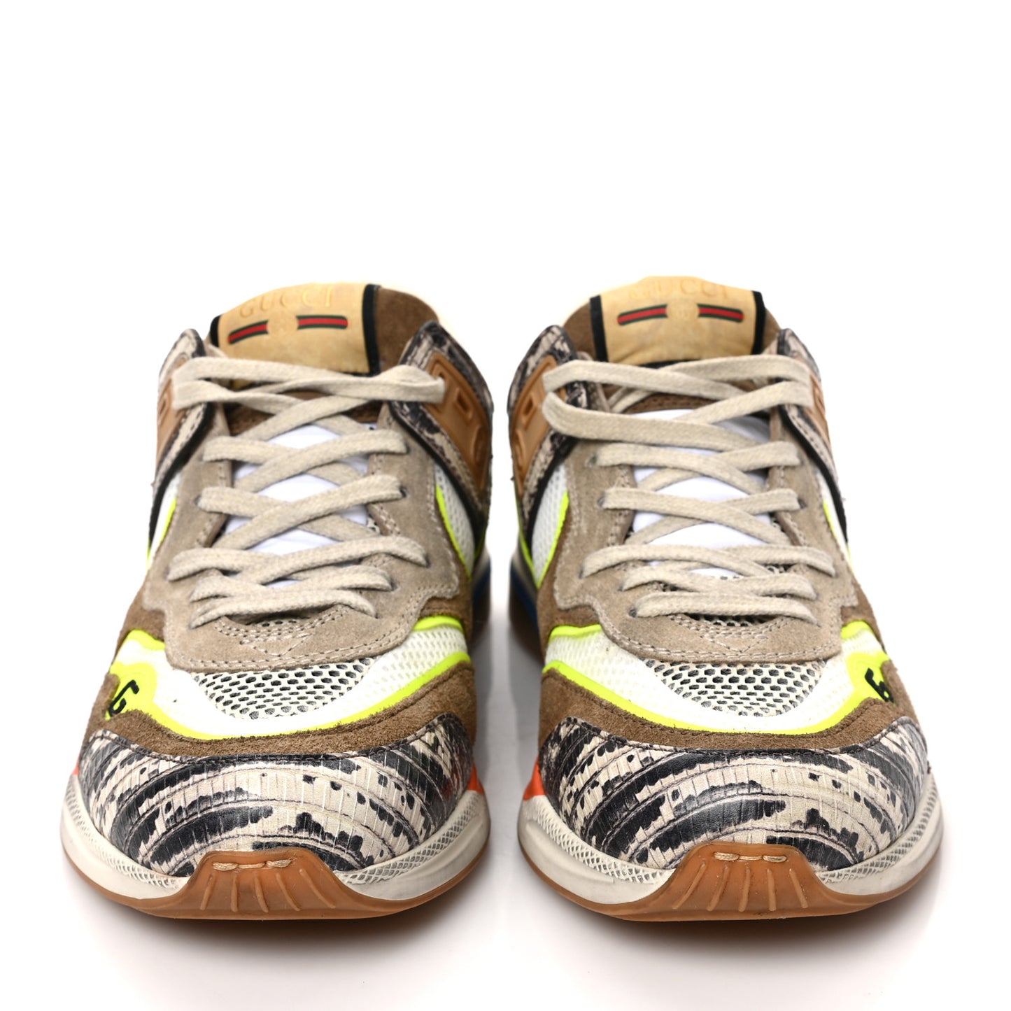 Suede Calfskin Tejus Printed Mens Ultrapace Sneakers 5.5 Natural Ardesia Neon Yellow