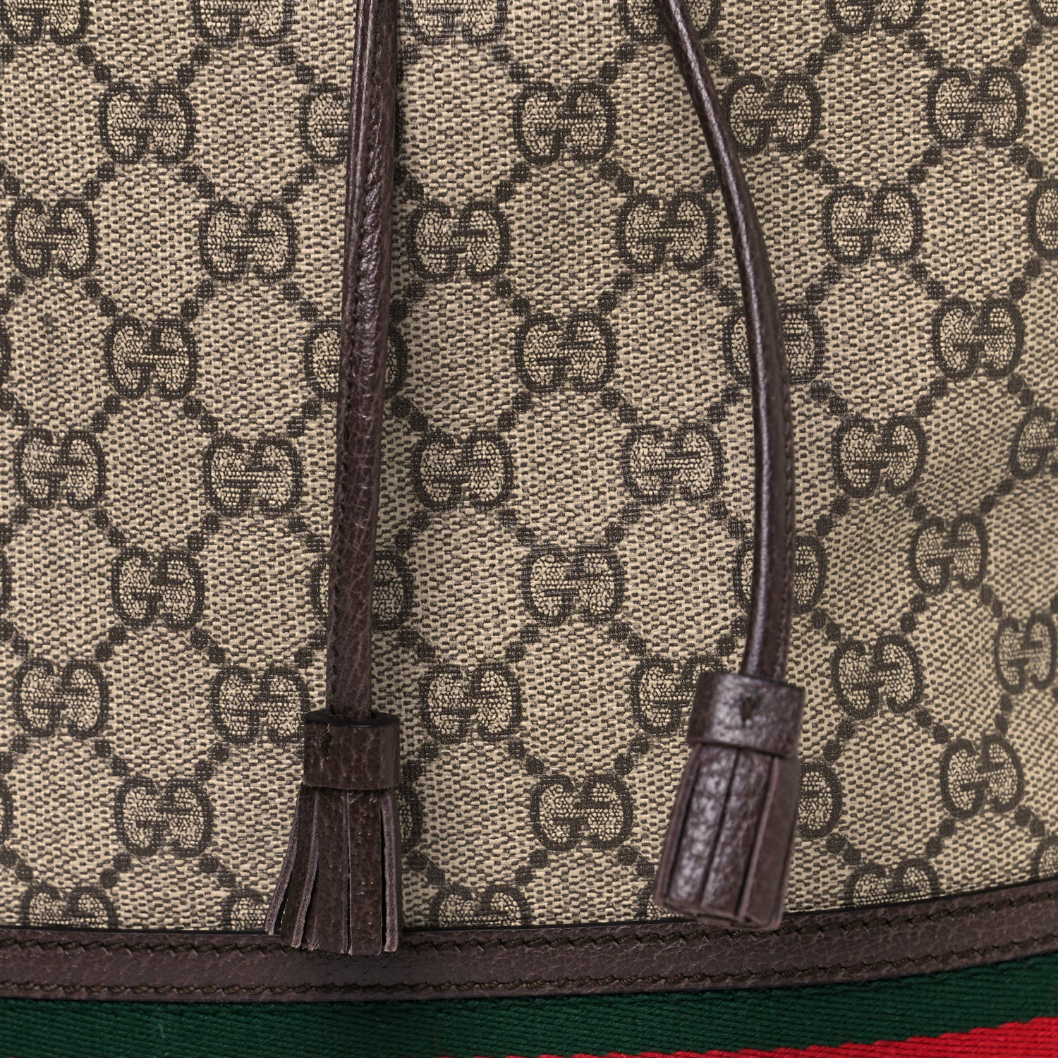 Gucci GG Supreme Monogram Web Ophidia Bucket Bag Brown 8 of 10
