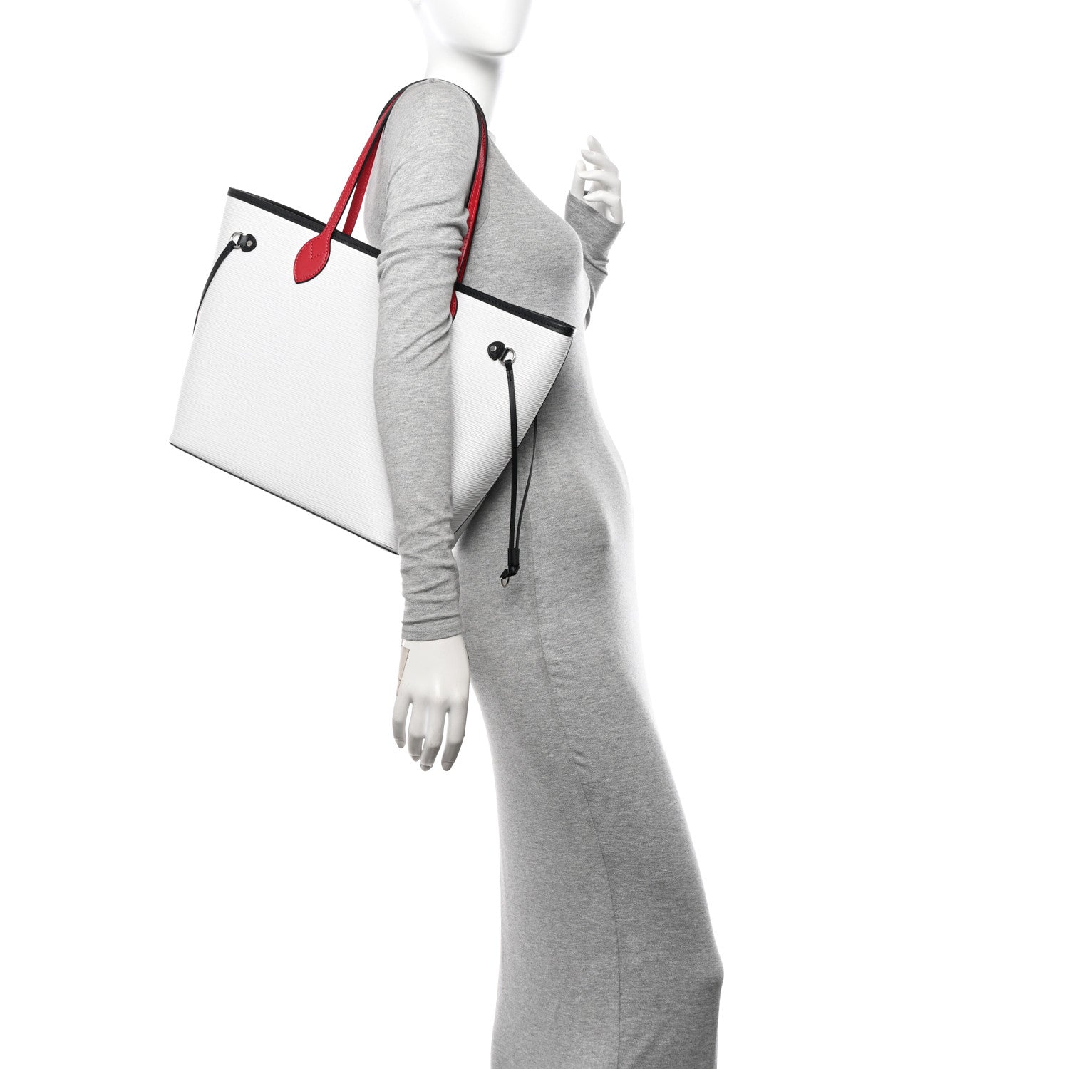 Louis Vuitton Epi Neverfull MM White Scarlet Black 2 of 9