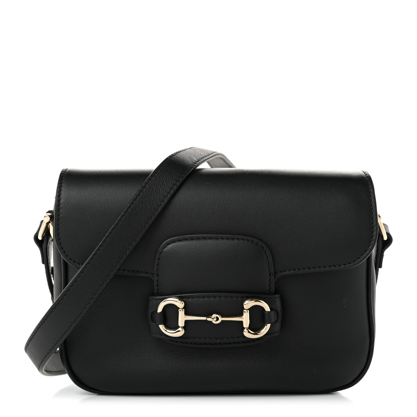 Arabella Calfskin Horsebit 1955 Soft Small Shoulder Bag Black