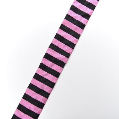 Christian Dior Silk Striped Mitzah Scarf Pink Black 4 of 4