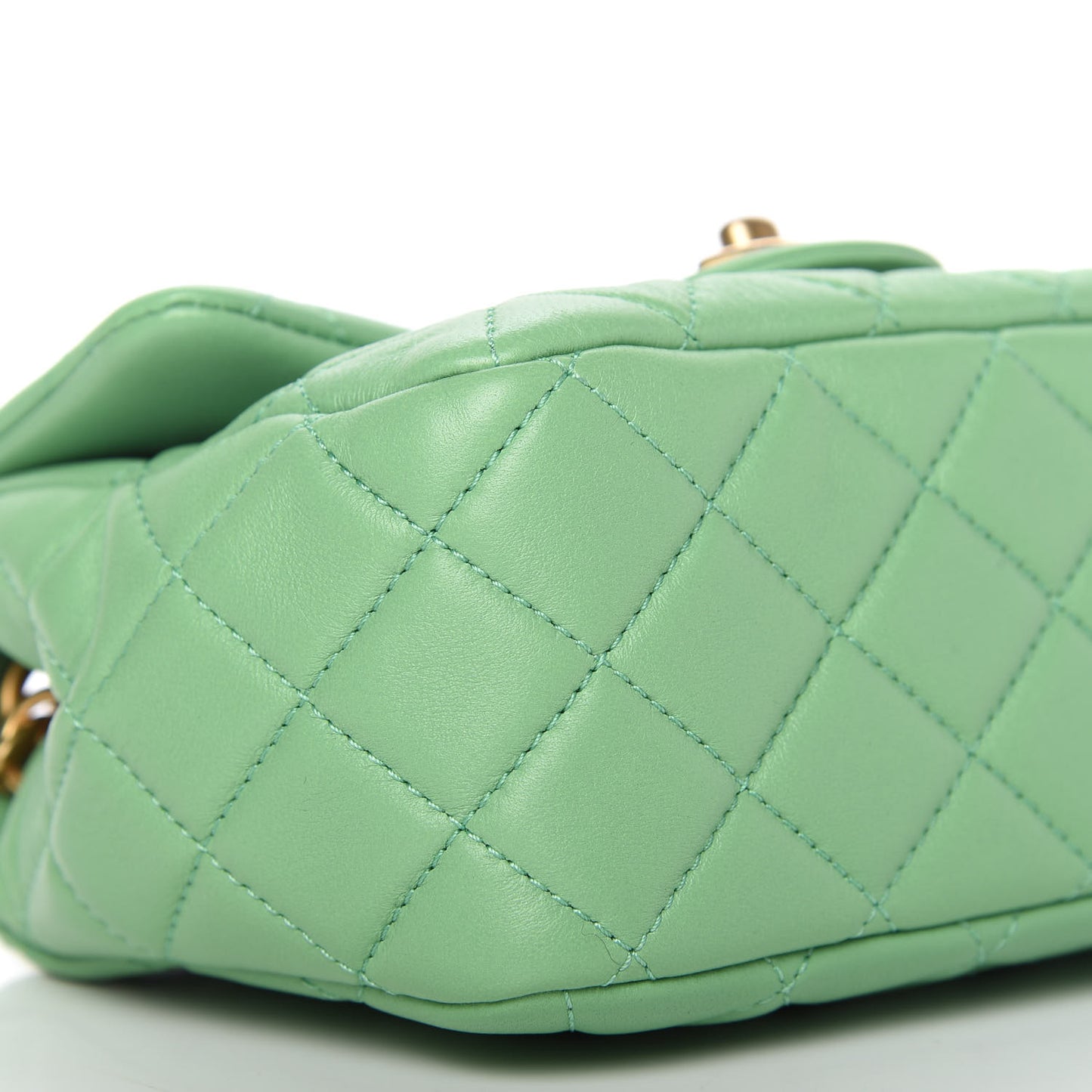 Lambskin Resin Quilted Mini Pearl Samba Square Flap Green