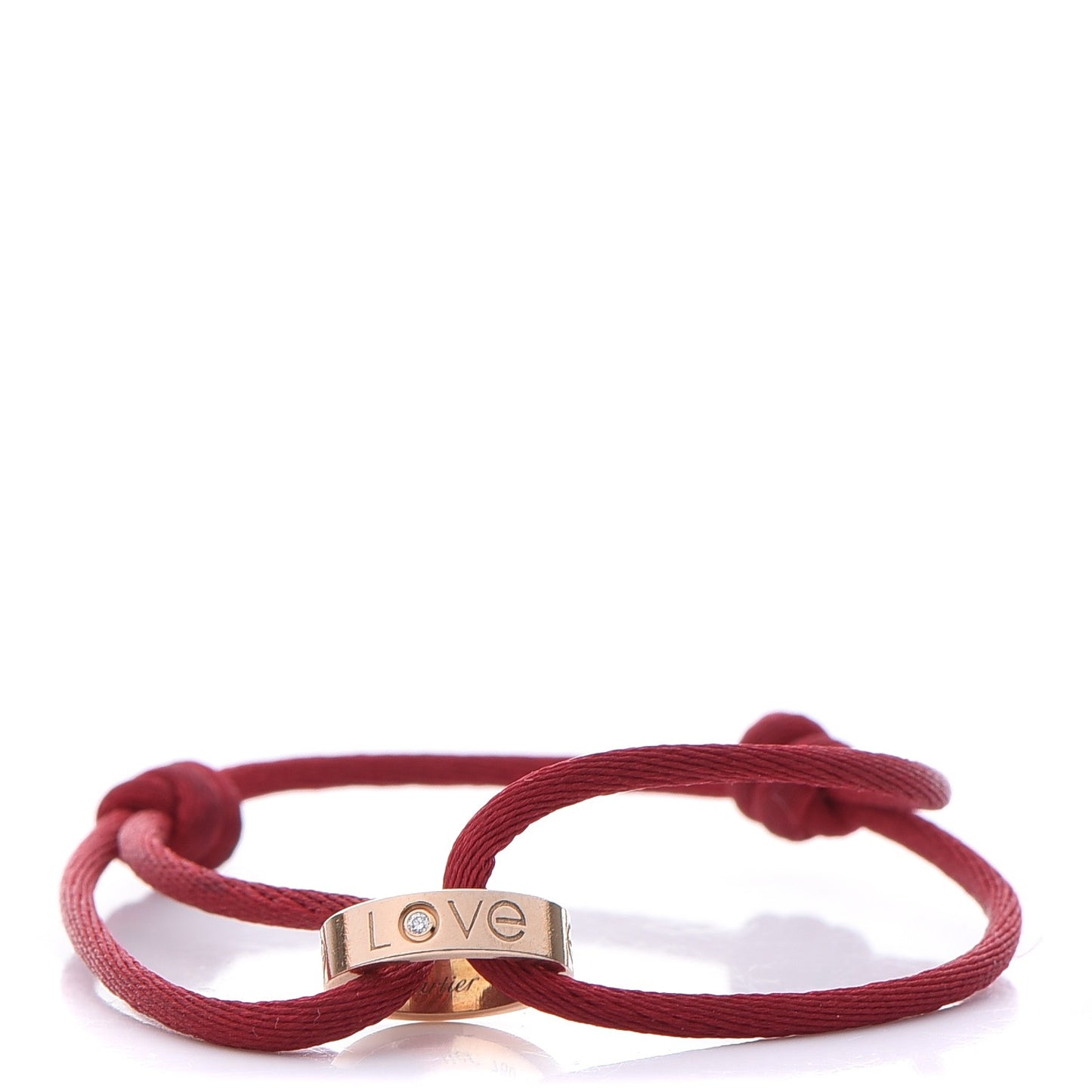 18K Pink Gold Diamond Charity LOVE Adjustable Cord Bracelet Red