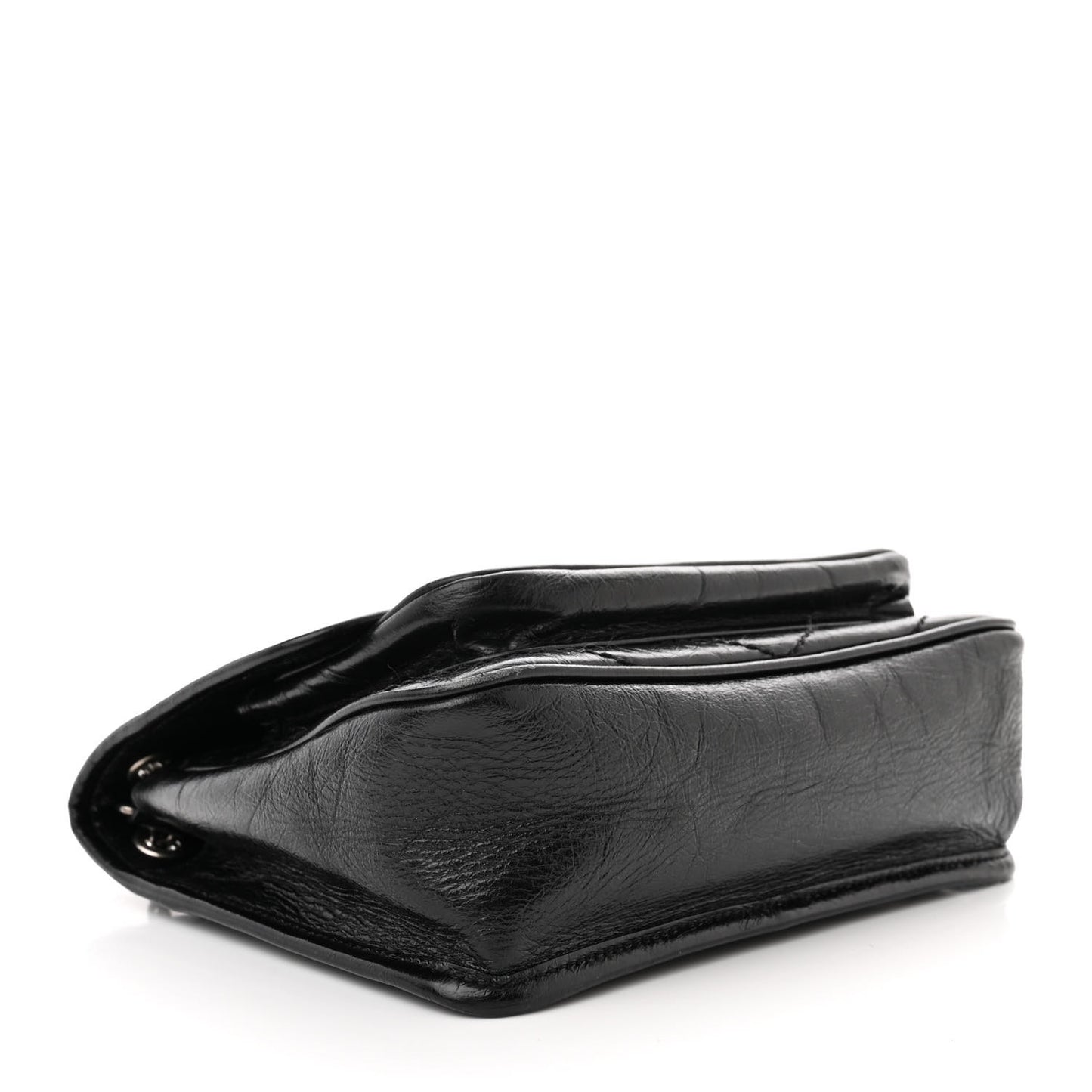 Crinkled Lambskin Matelasse Monogram Baby Niki Chain Satchel Black