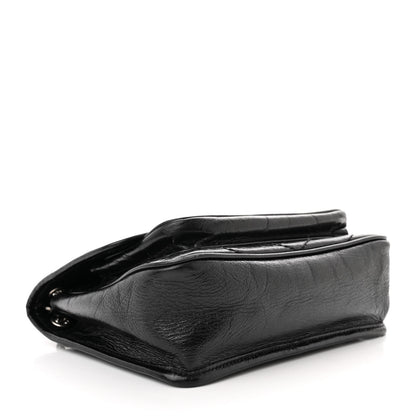 Saint Laurent Crinkled Lambskin Matelasse Monogram Baby Niki Chain Satchel Black 4 of 9