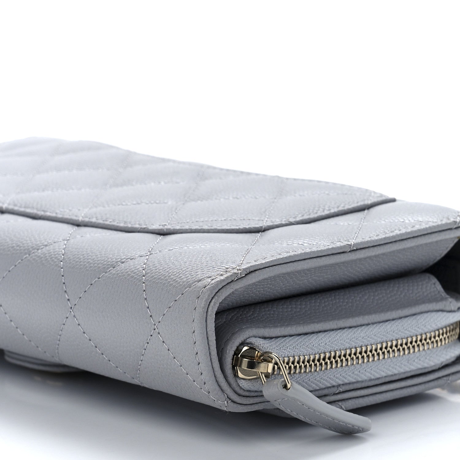 Chanel Caviar Quilted Phone Holder Wallet on Removable Chain Grey 13 of 13