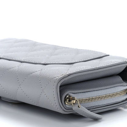 Chanel Caviar Quilted Phone Holder Wallet on Removable Chain Grey 13 of 13