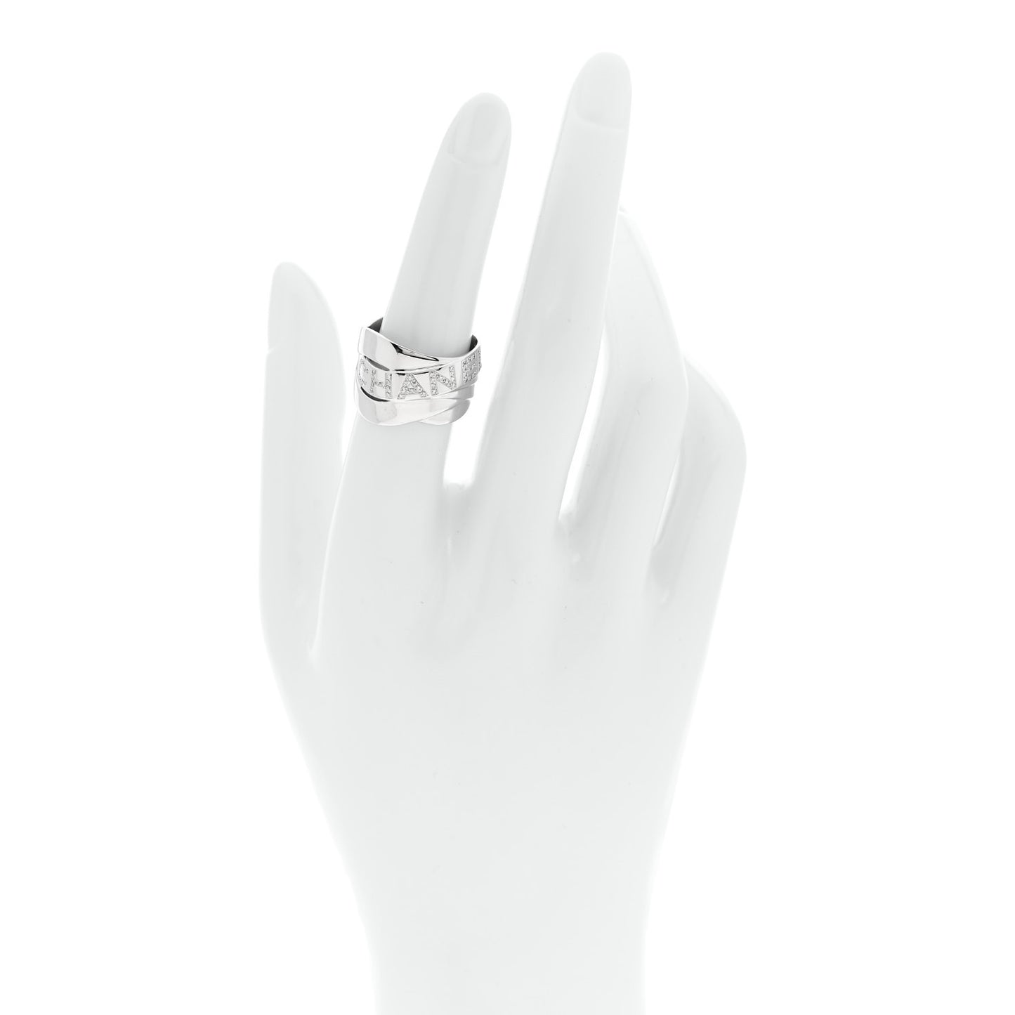 18K White Gold Diamond Bolduc Ring 54 7
