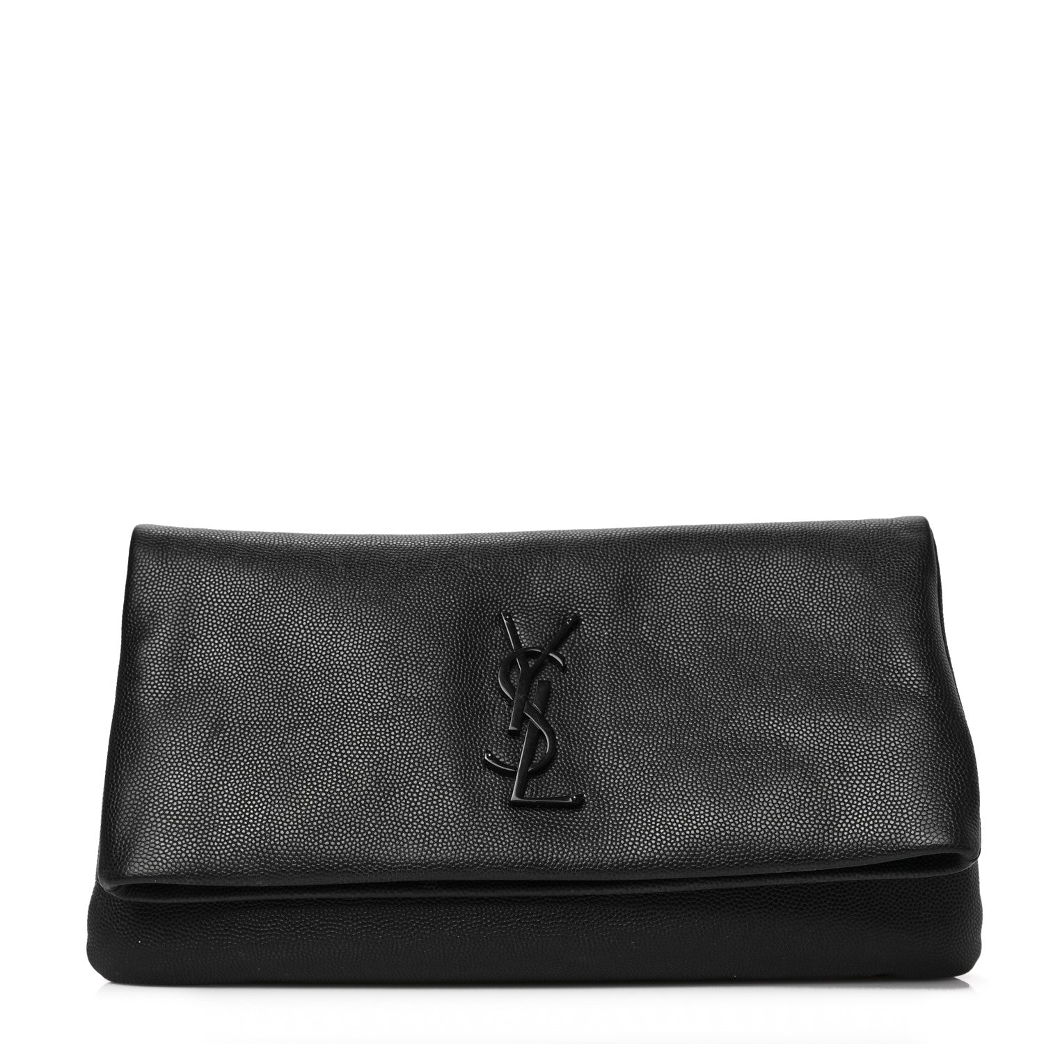 Saint Laurent Grain De Poudre West Hollywood Monogram Fold Over Clutch Black 1 of 8