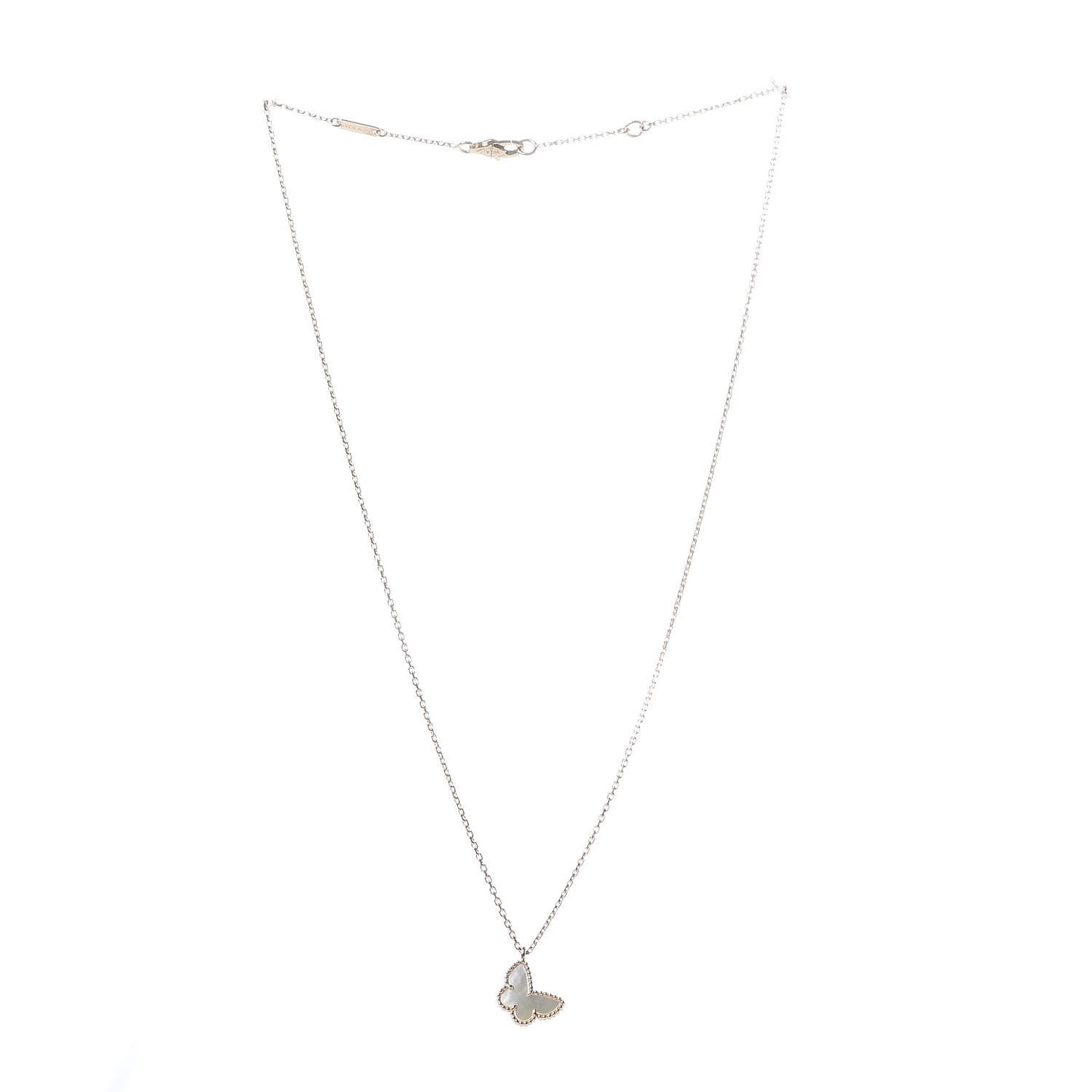 18K Yellow Gold Mother of Pearl Sweet Alhambra Butterfly Pendant Necklace