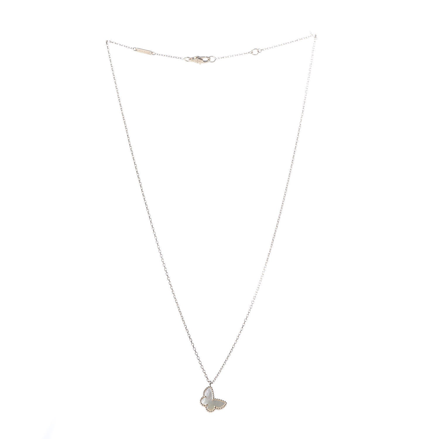 Van Cleef & Arpels 18K Yellow Gold Mother of Pearl Sweet Alhambra Butterfly Pendant Necklace 3 of 7