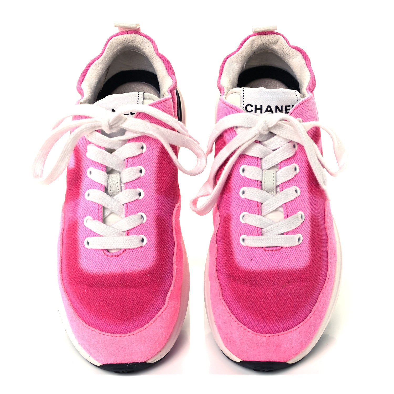 Chanel Denim Suede Calfskin Womens CC Sneakers 36 Pink 5 of 10