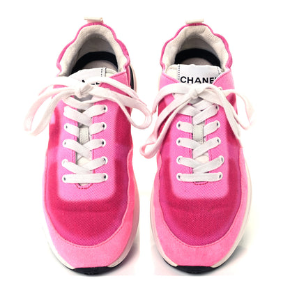 Chanel Denim Suede Calfskin Womens CC Sneakers 36 Pink 5 of 10