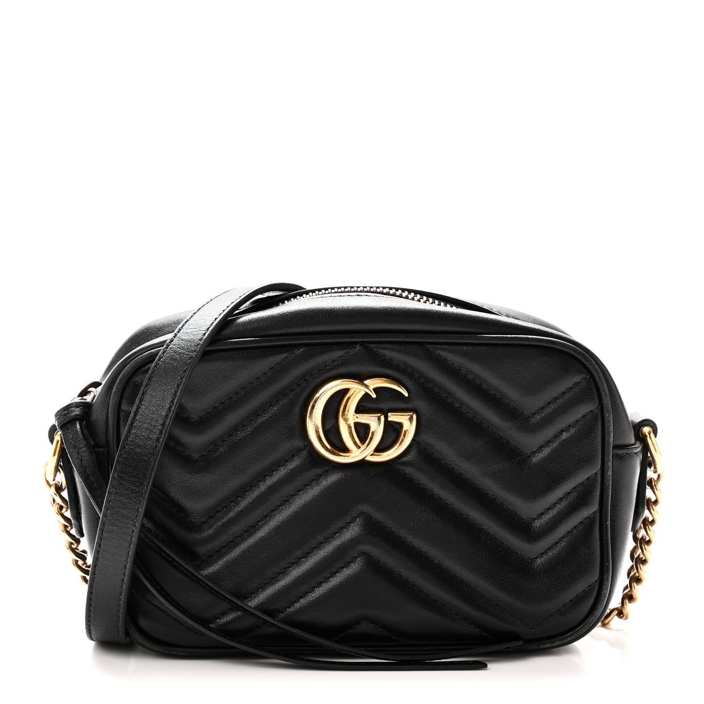 Calfskin Matelasse Mini GG Marmont Chain Shoulder Bag Black