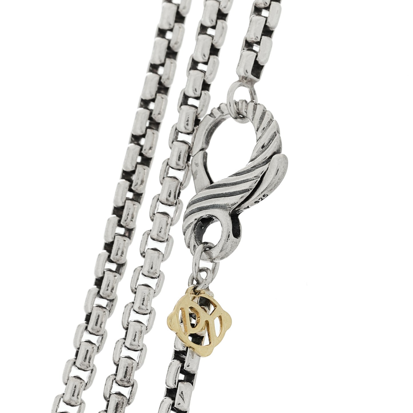 Sterling Silver 14K Yellow Gold Long Box Chain Necklace