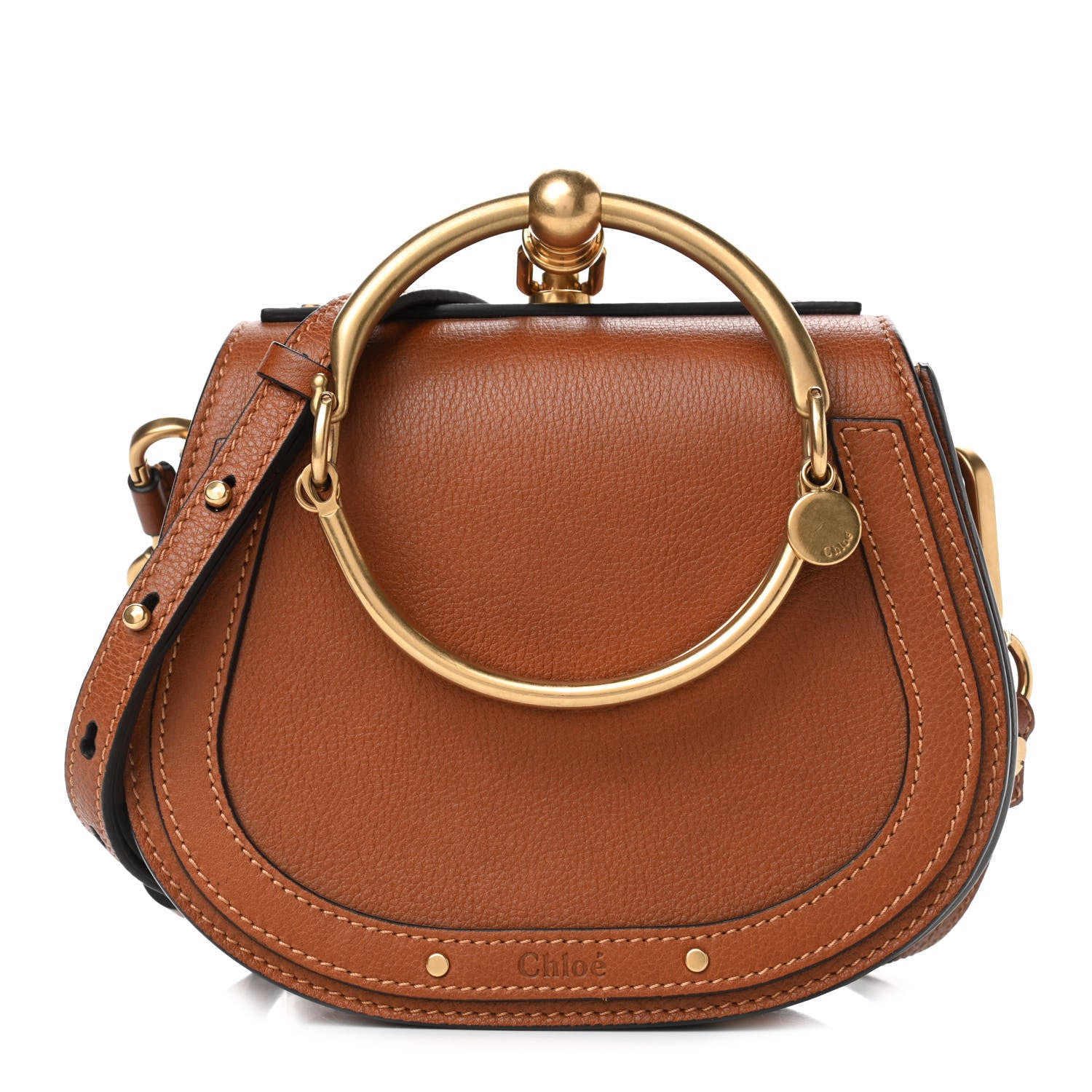 Chloe Calfskin Suede Small Nile Bracelet Bag Caramel 1 of 4