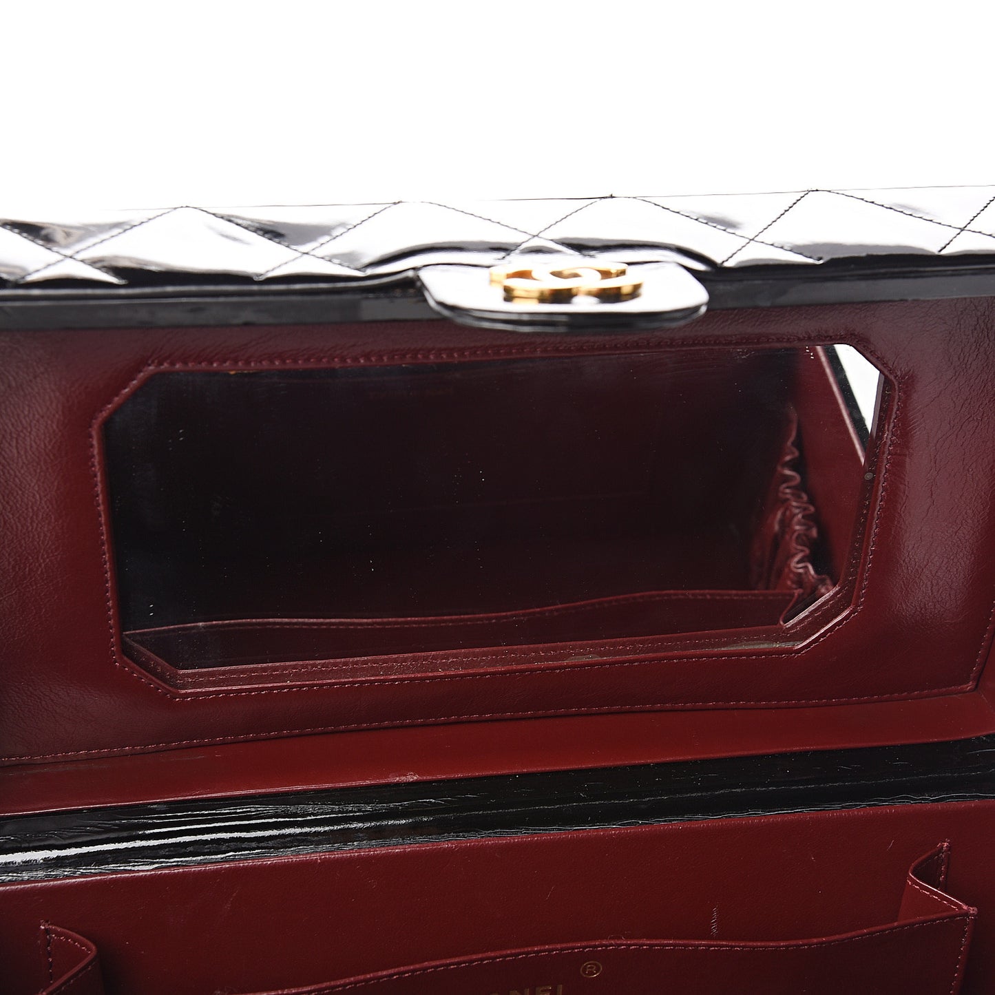 Patent Quilted Vanity Train Case Black