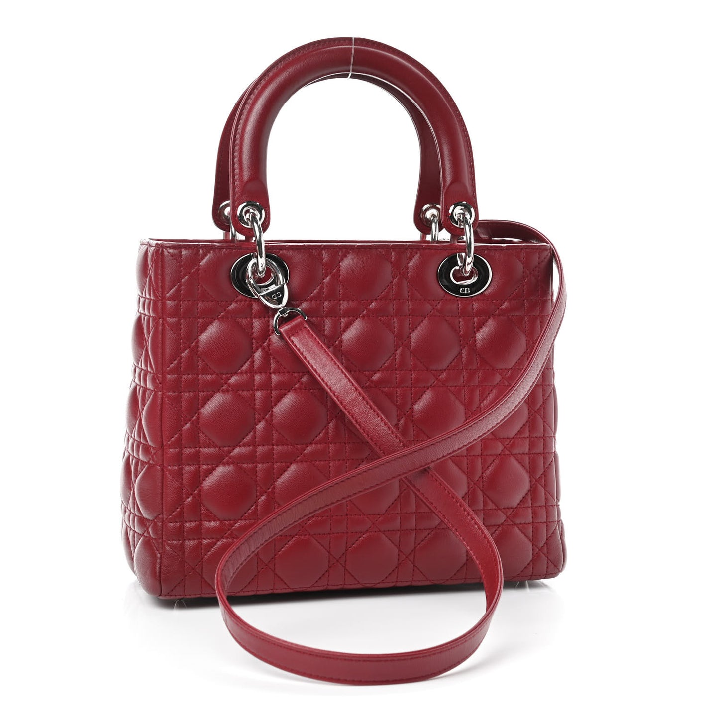 Lambskin Cannage Medium Lady Dior Red
