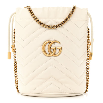 Gucci Calfskin Matelasse Mini GG Marmont 2.0 Bucket Bag White 1 of 11
