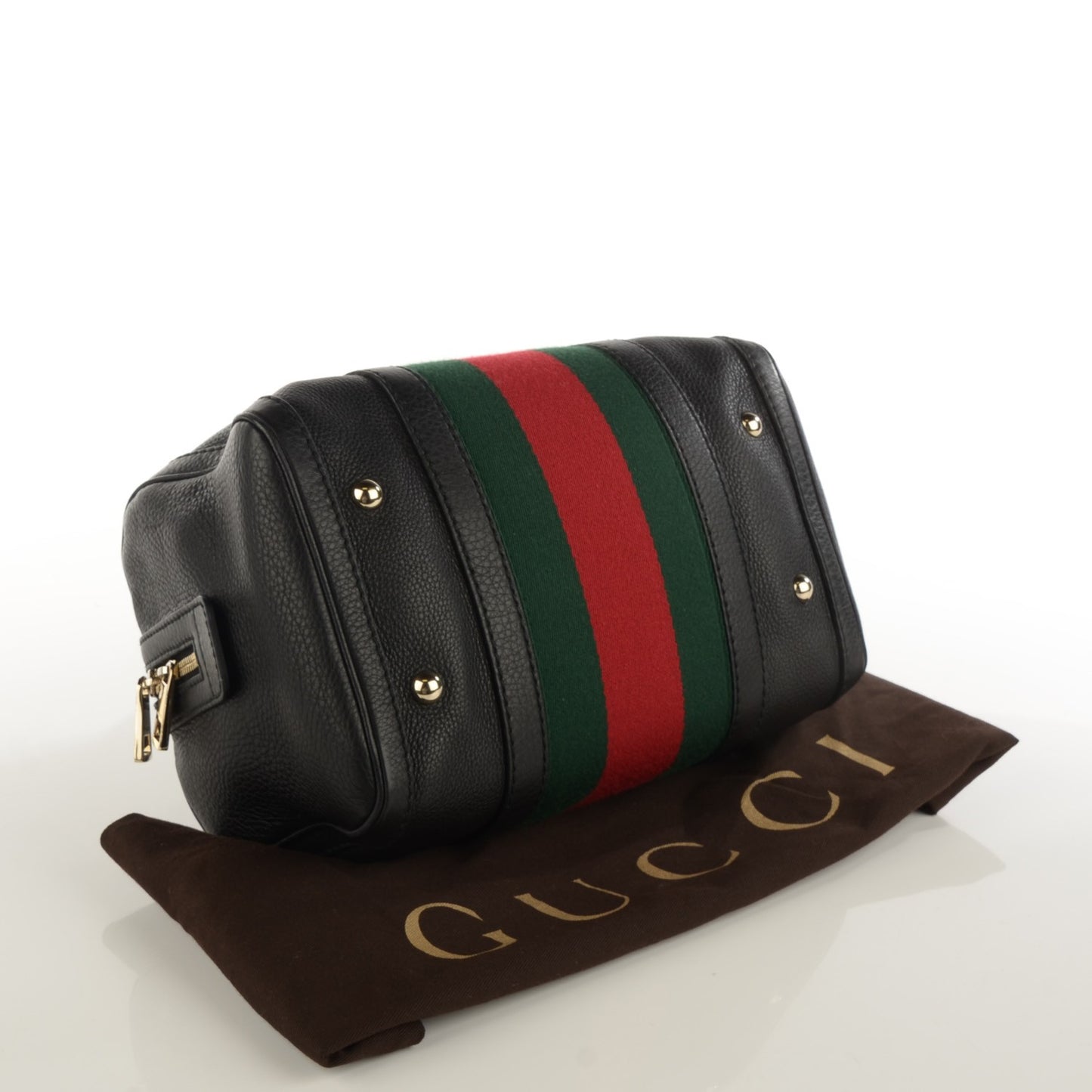Calfskin Vintage Web Small Boston Black