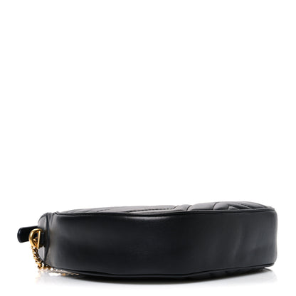 Gucci Calfskin Matelasse Chevron Mini GG Marmont Half Moon Hobo Black 4 of 11
